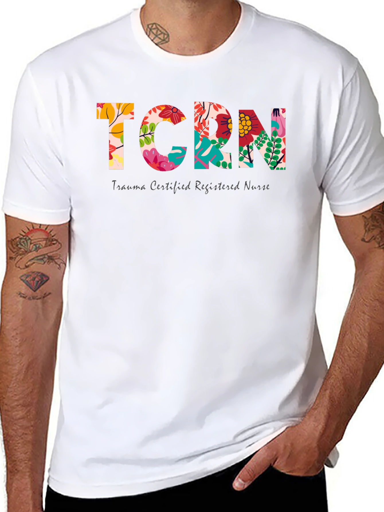TCRN Trauma Nurse Floral Print T-Shirt