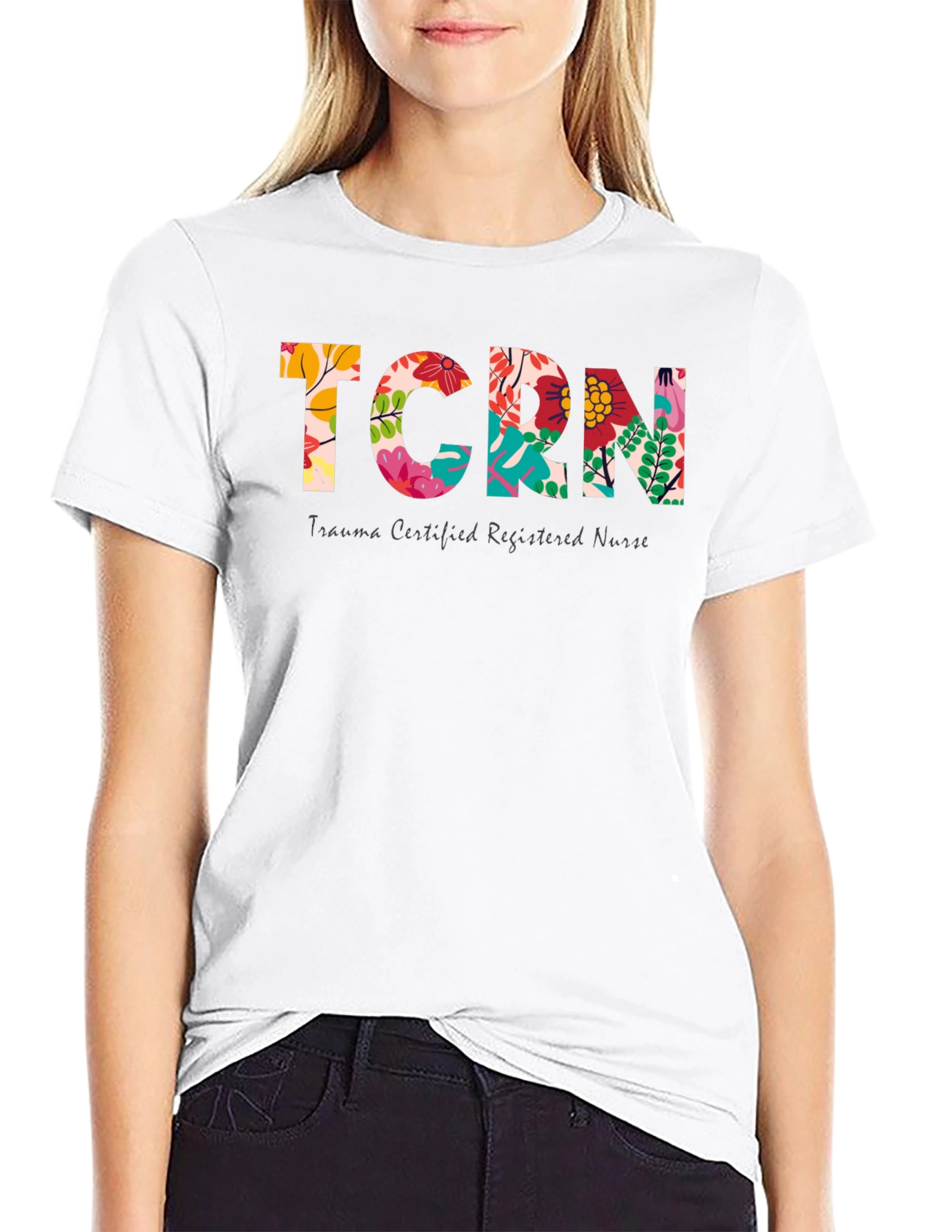 TCRN Trauma Nurse Floral Print T-Shirt