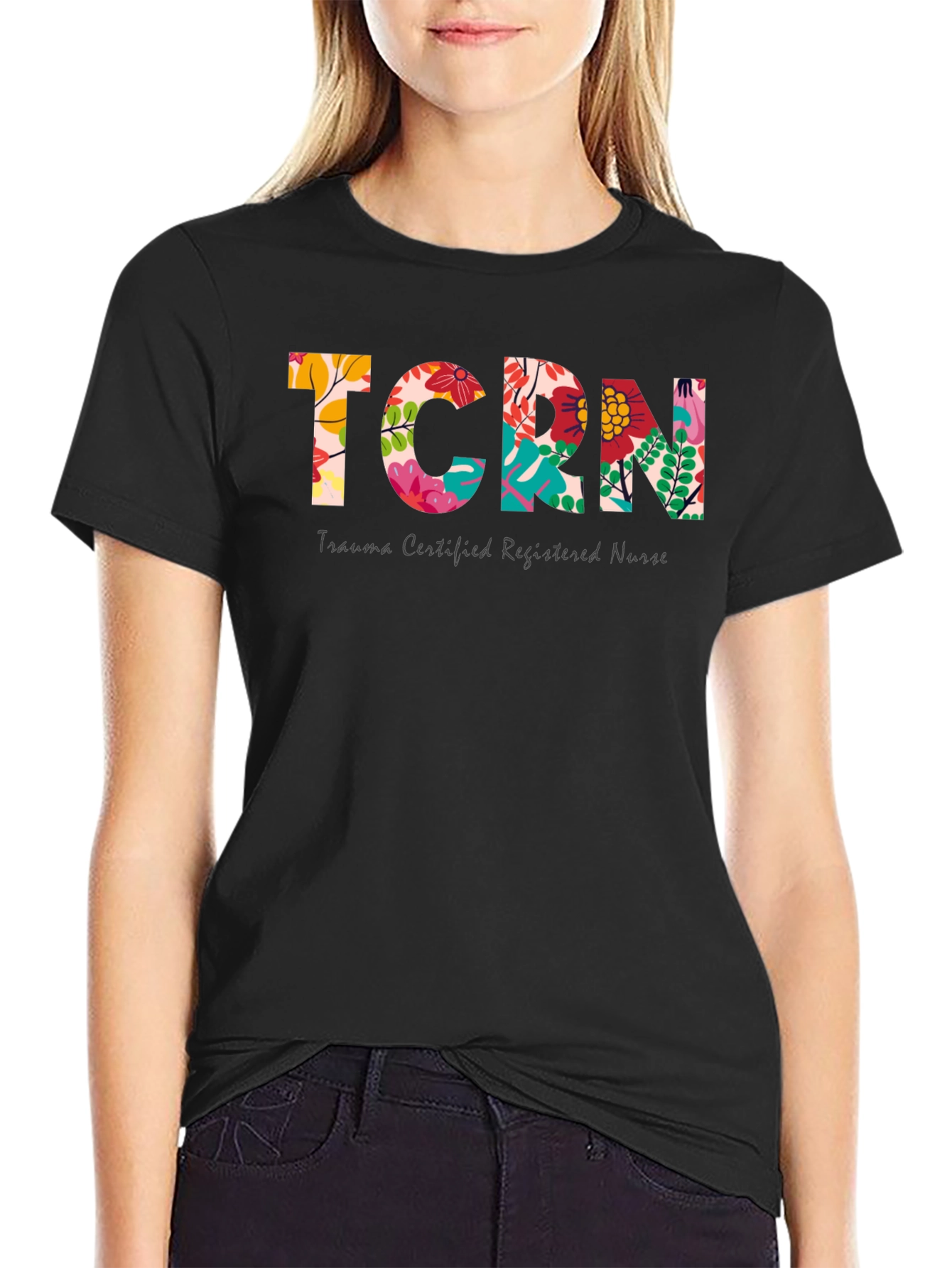 TCRN Trauma Nurse Floral Print T-Shirt