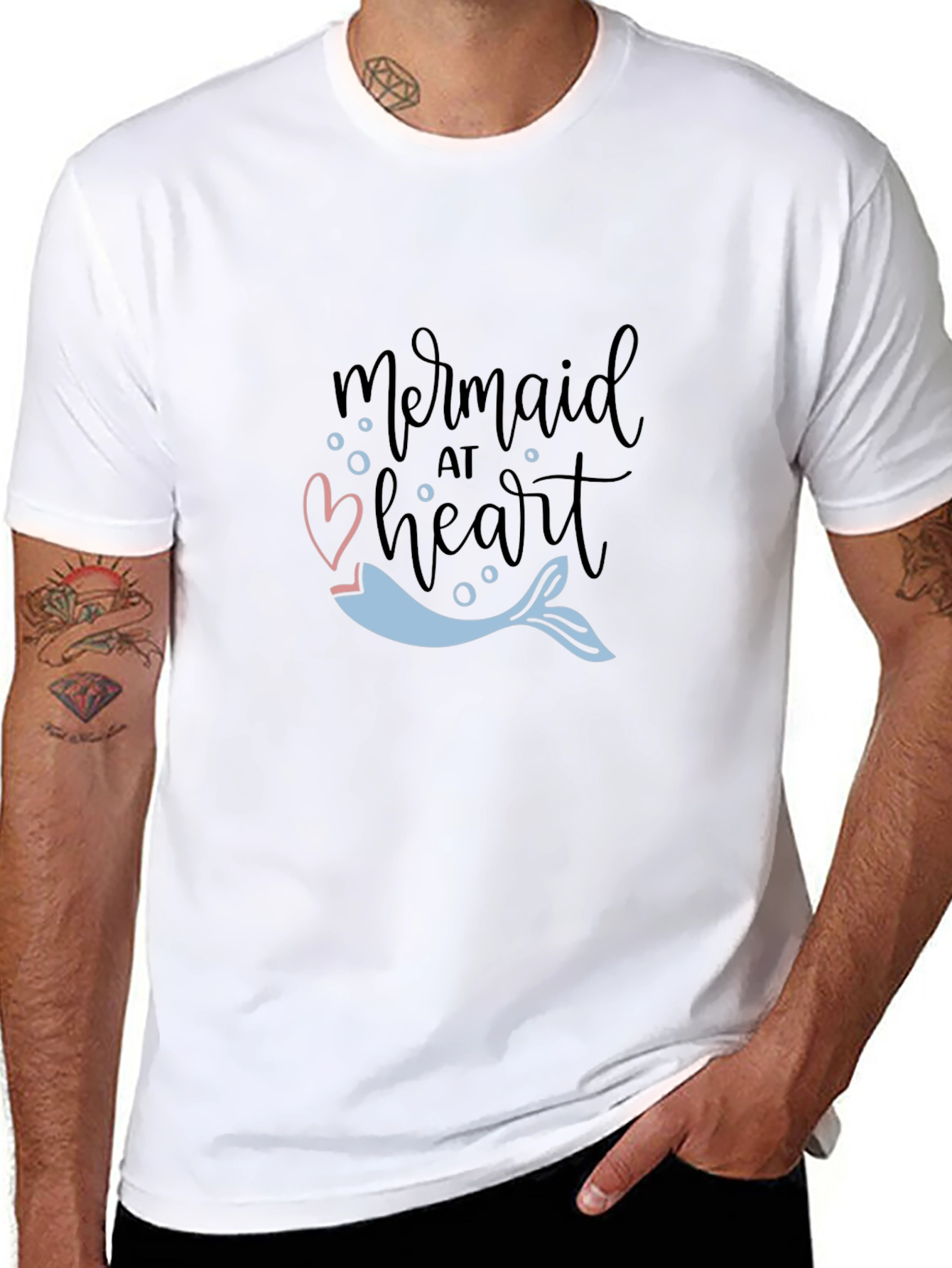 Mermaid at Heart Graphic Tee - Black Casual T-Shirt