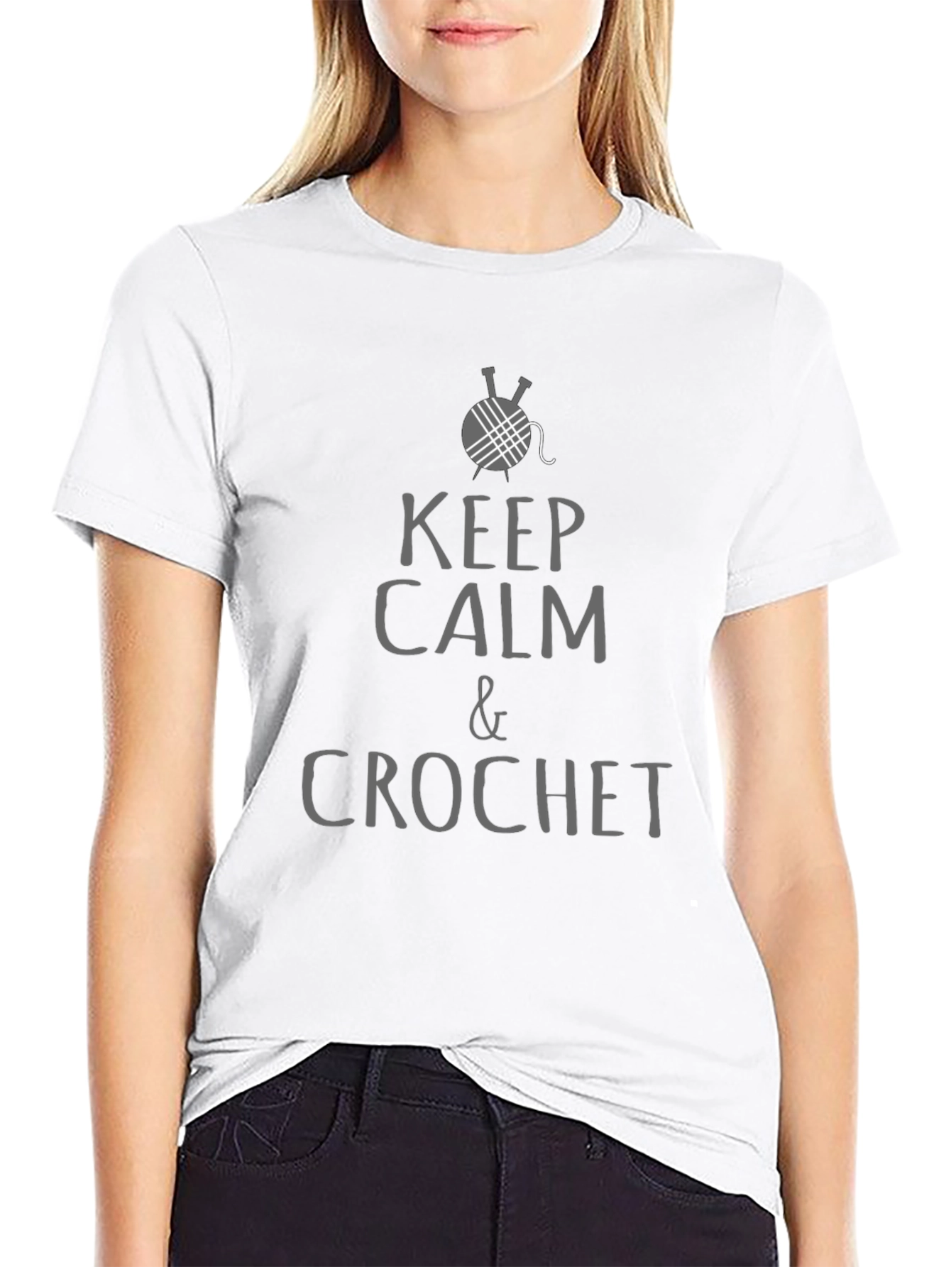 Keep Calm & Crochet T-Shirt - Black Cotton Tee
