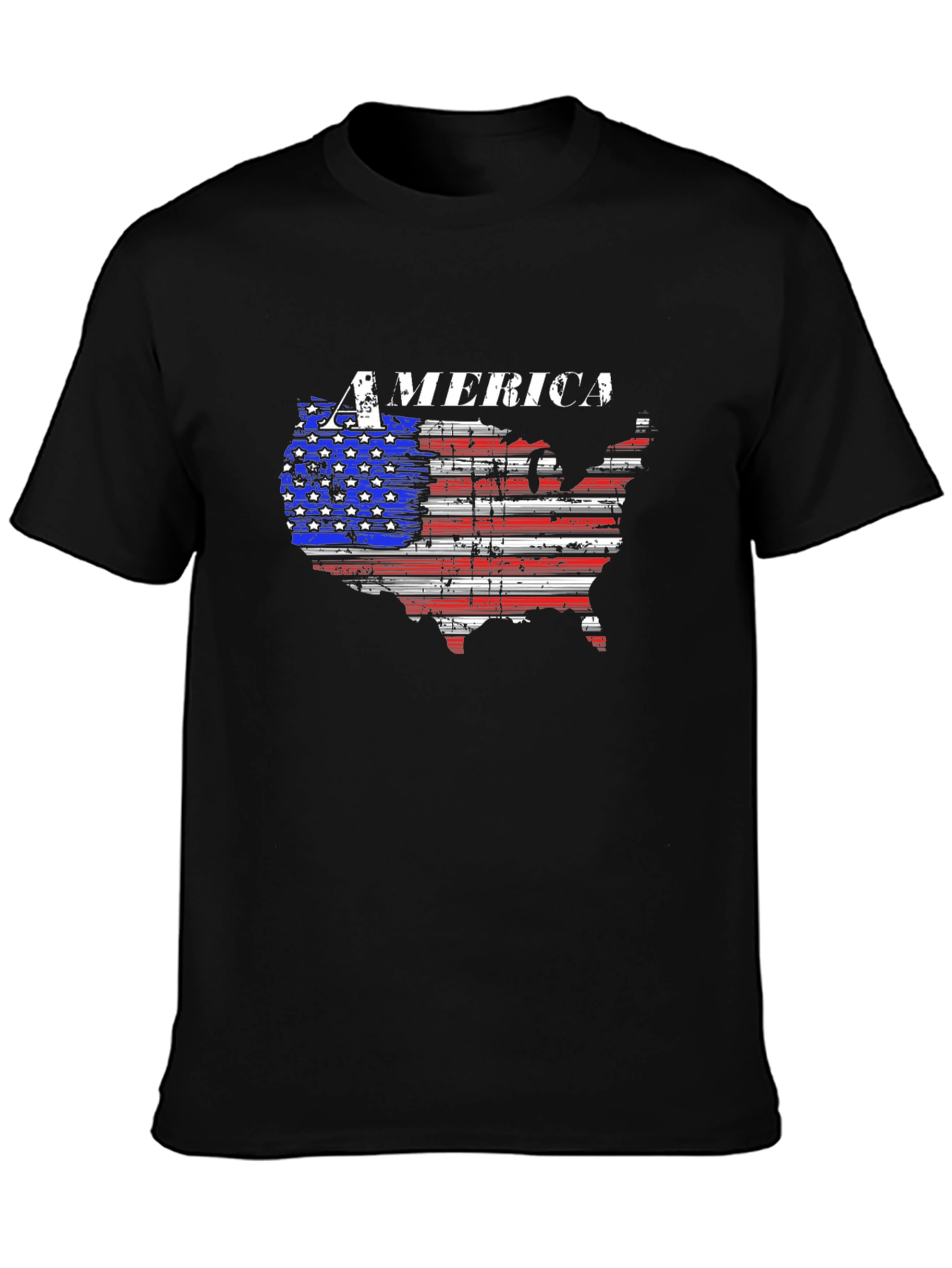 America Flag Map Graphic T-Shirt