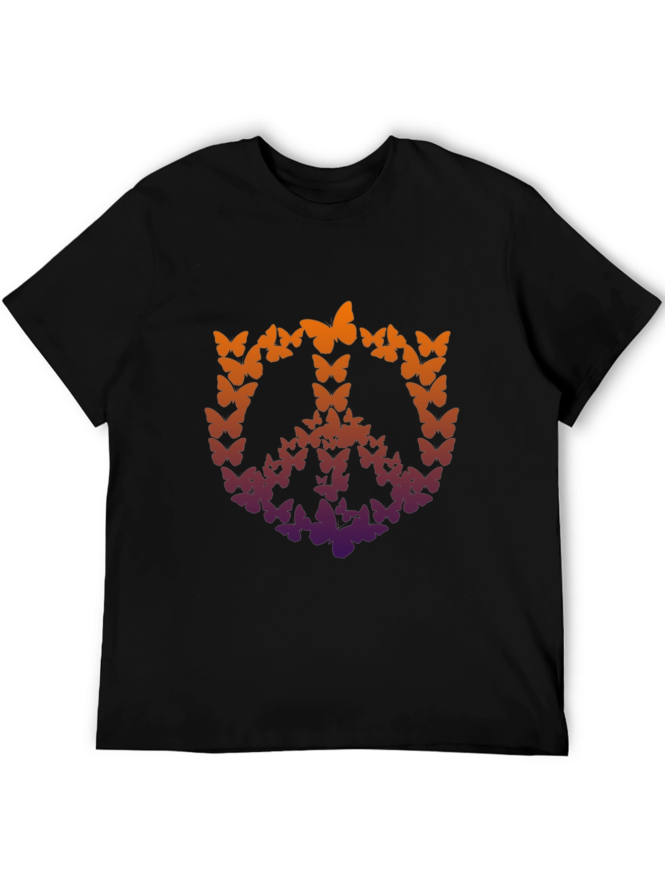 Butterfly Peace Sign Graphic T-Shirt - Black