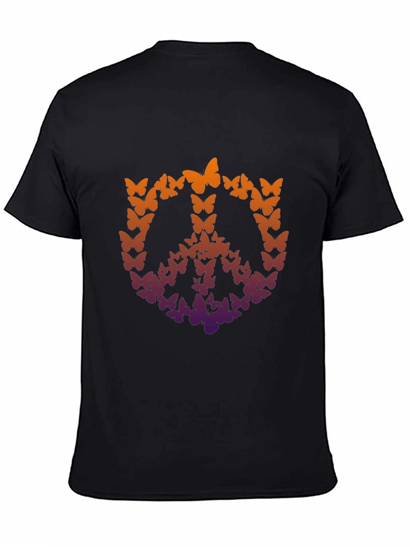 Butterfly Peace Sign Graphic T-Shirt - Black