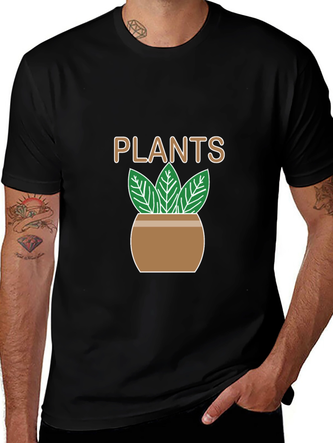 Plants Graphic T-Shirt - Black Casual Tee