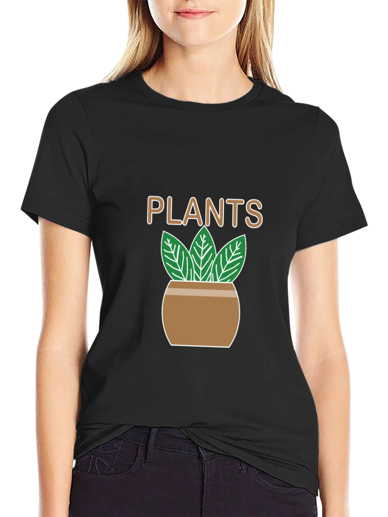 Plants Graphic T-Shirt - Black Casual Tee