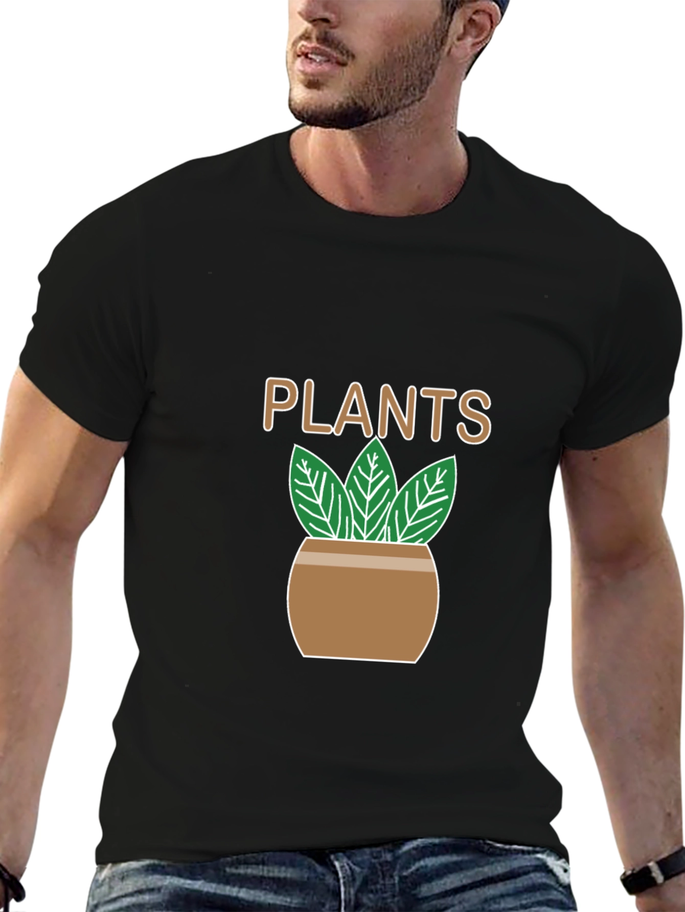 Plants Graphic T-Shirt - Black Casual Tee