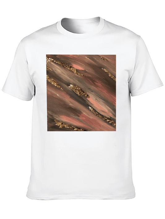 Abstract Gold Stripe Graphic T-Shirt