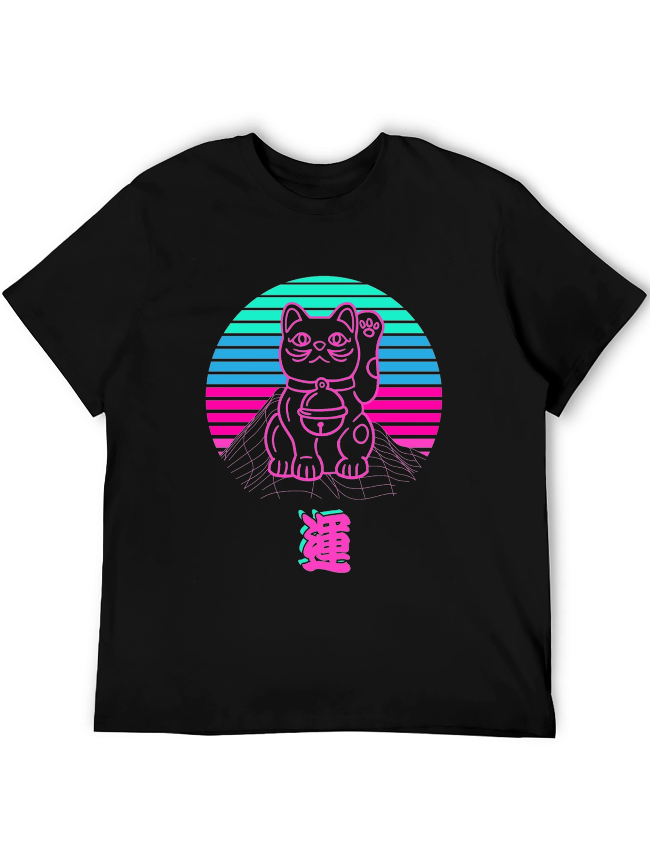 Retro Lucky Cat T-Shirt - Vaporwave Style