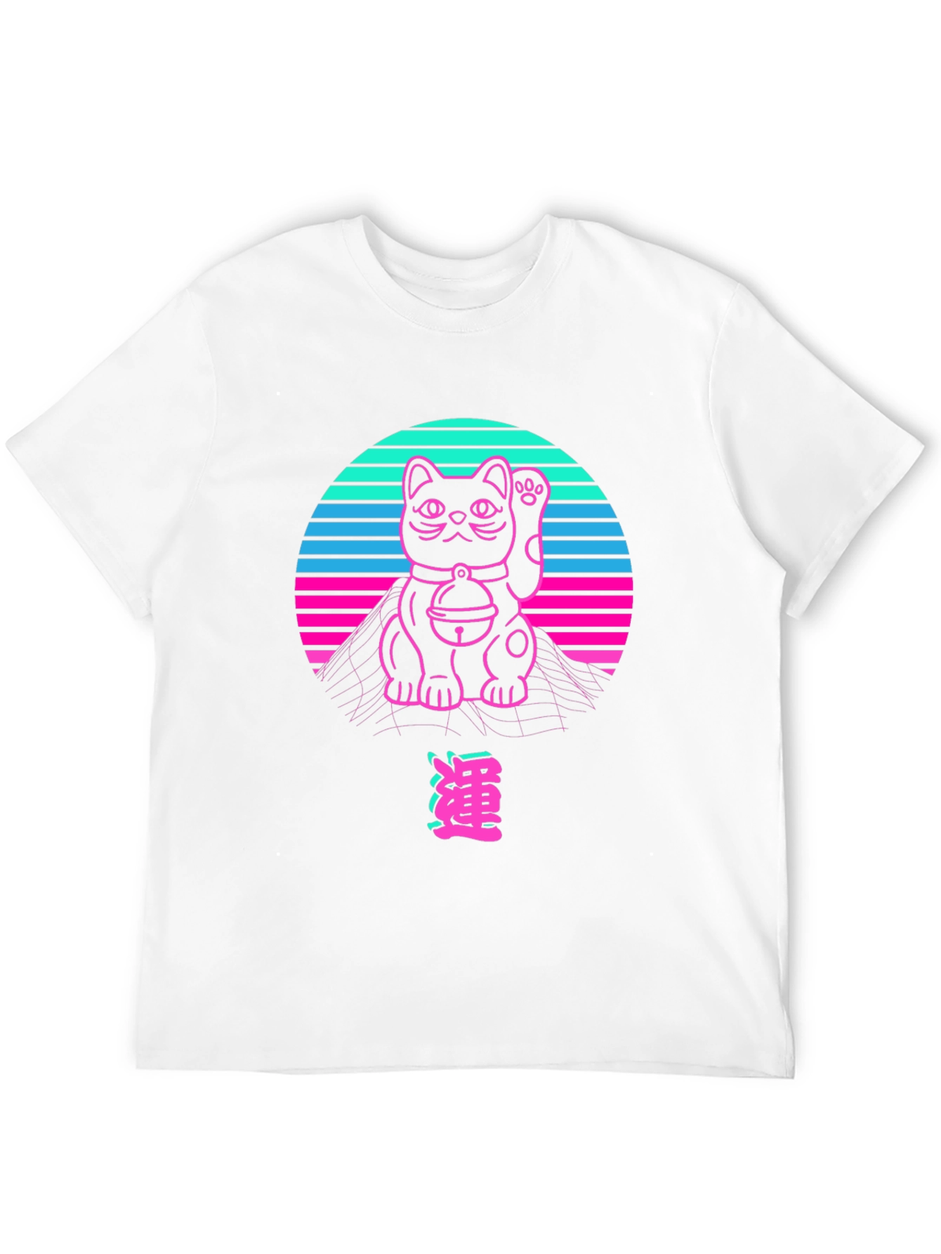Retro Lucky Cat T-Shirt - Vaporwave Style