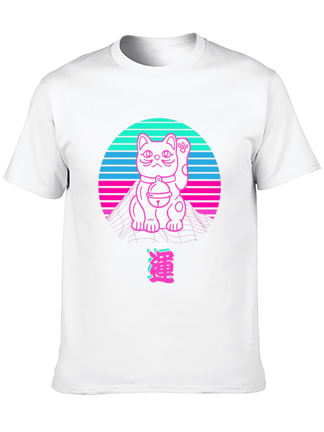 Retro Lucky Cat T-Shirt - Vaporwave Style