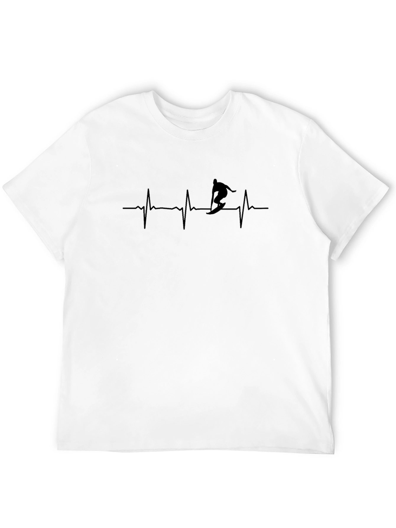 Surfing Heartbeat T-Shirt - Black