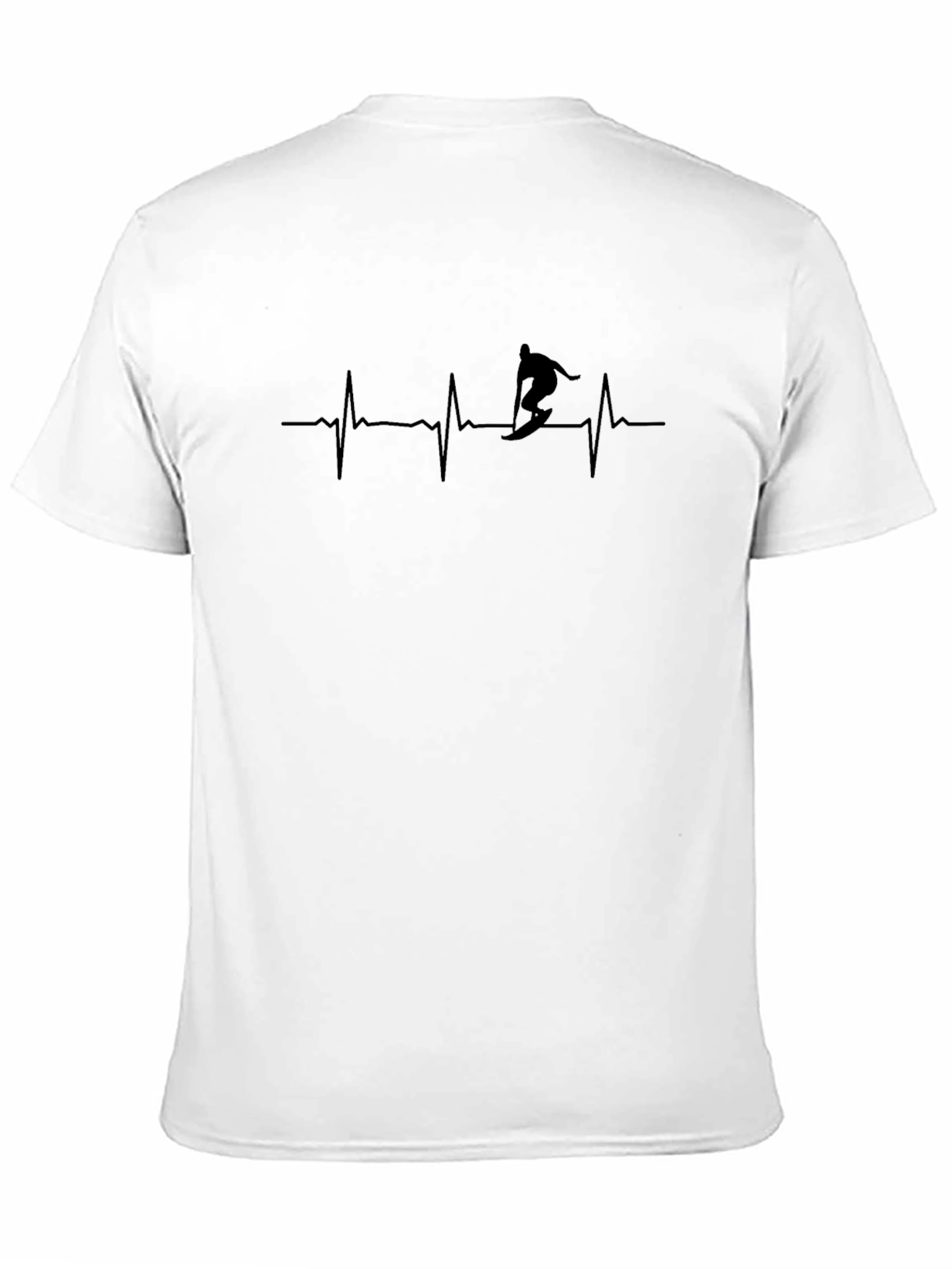 Surfing Heartbeat T-Shirt - Black