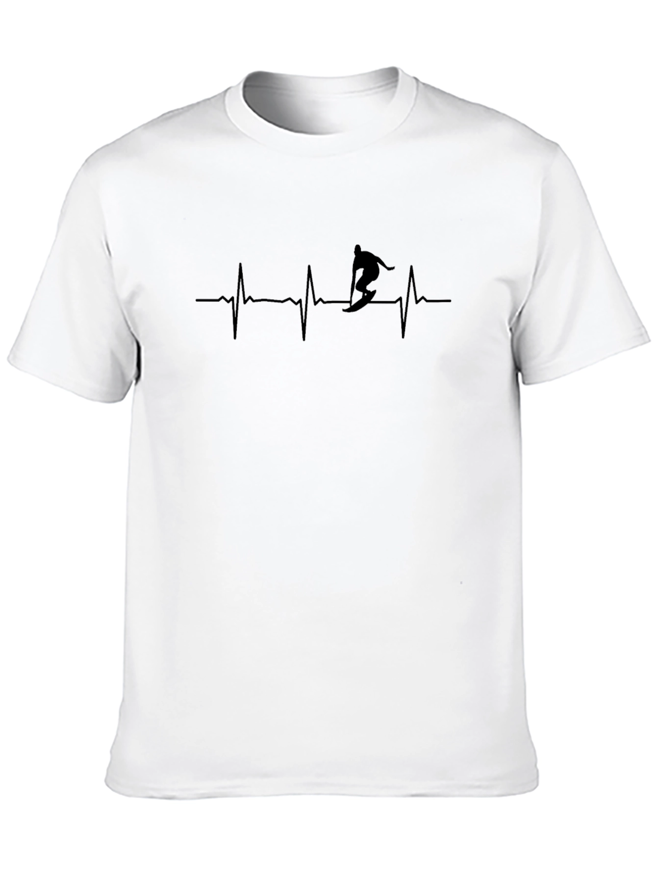 Surfing Heartbeat T-Shirt - Black