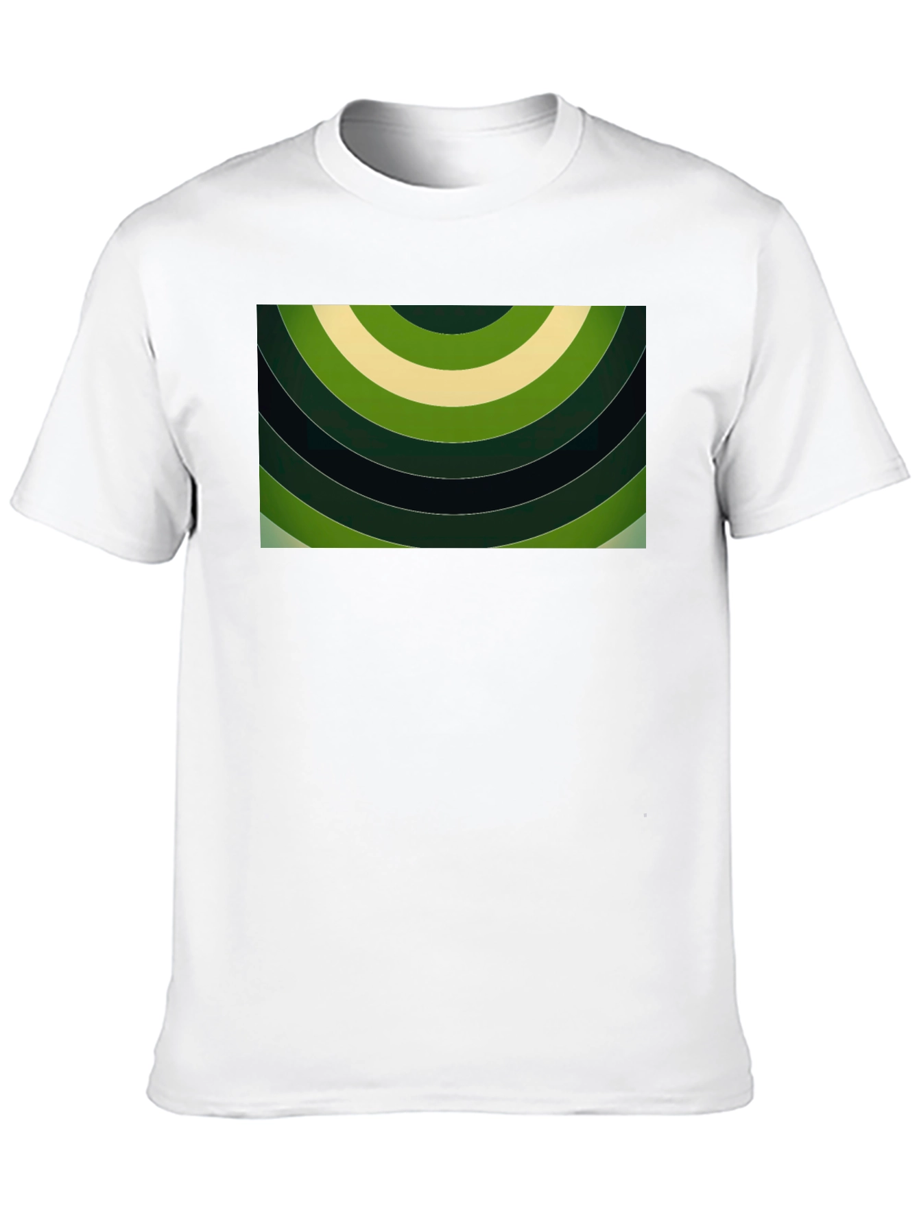 Abstract Green Rings Graphic Black T-Shirt