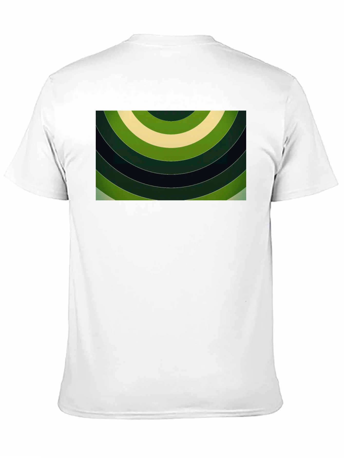 Abstract Green Rings Graphic Black T-Shirt