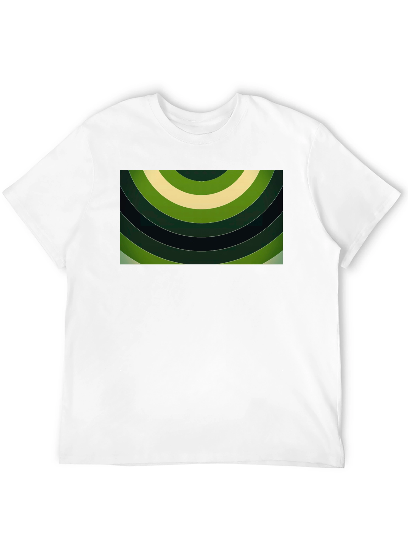 Abstract Green Rings Graphic Black T-Shirt