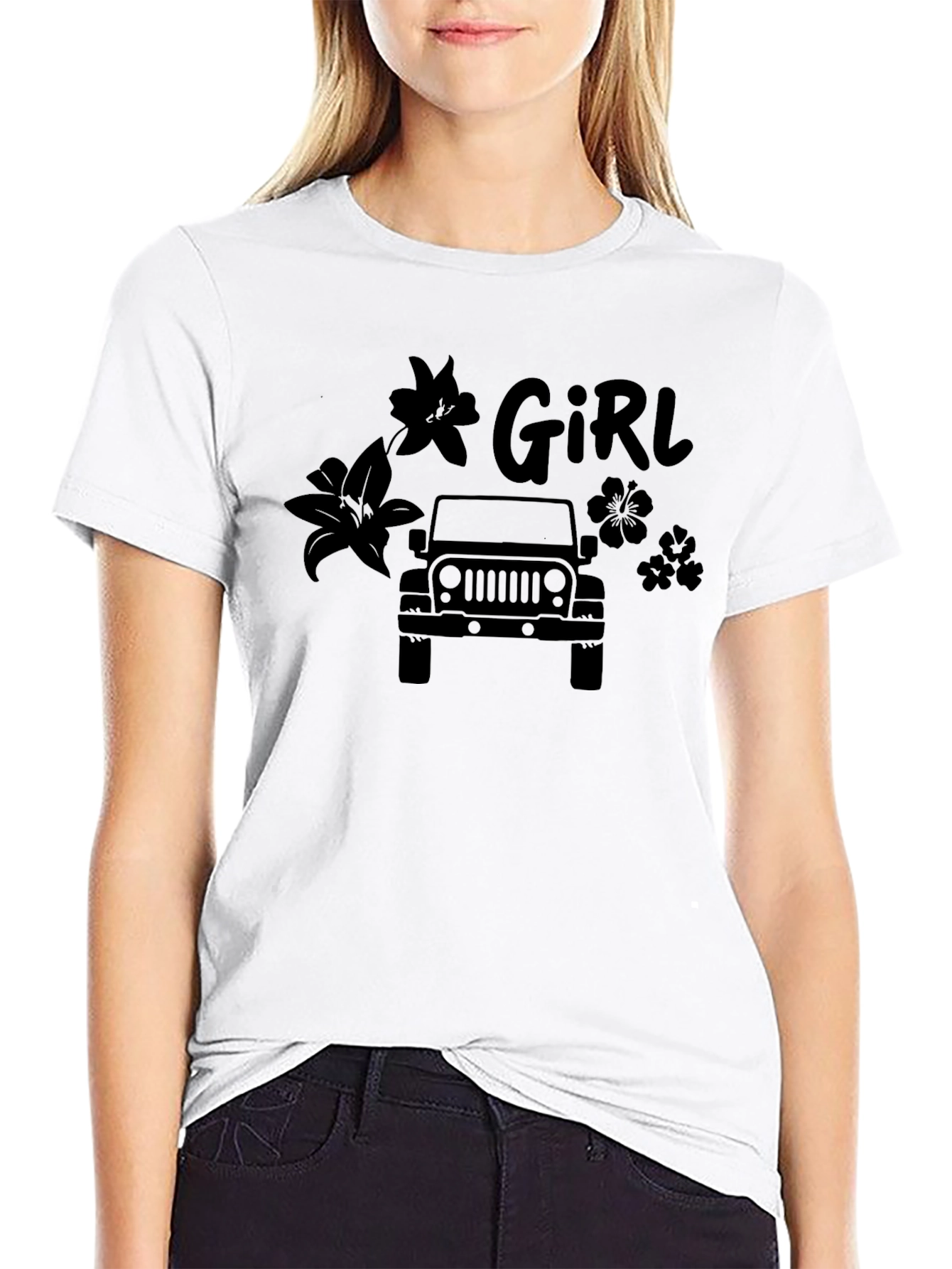 Girl Jeep Graphic Tee - Stylish Off-Road Adventure Shirt
