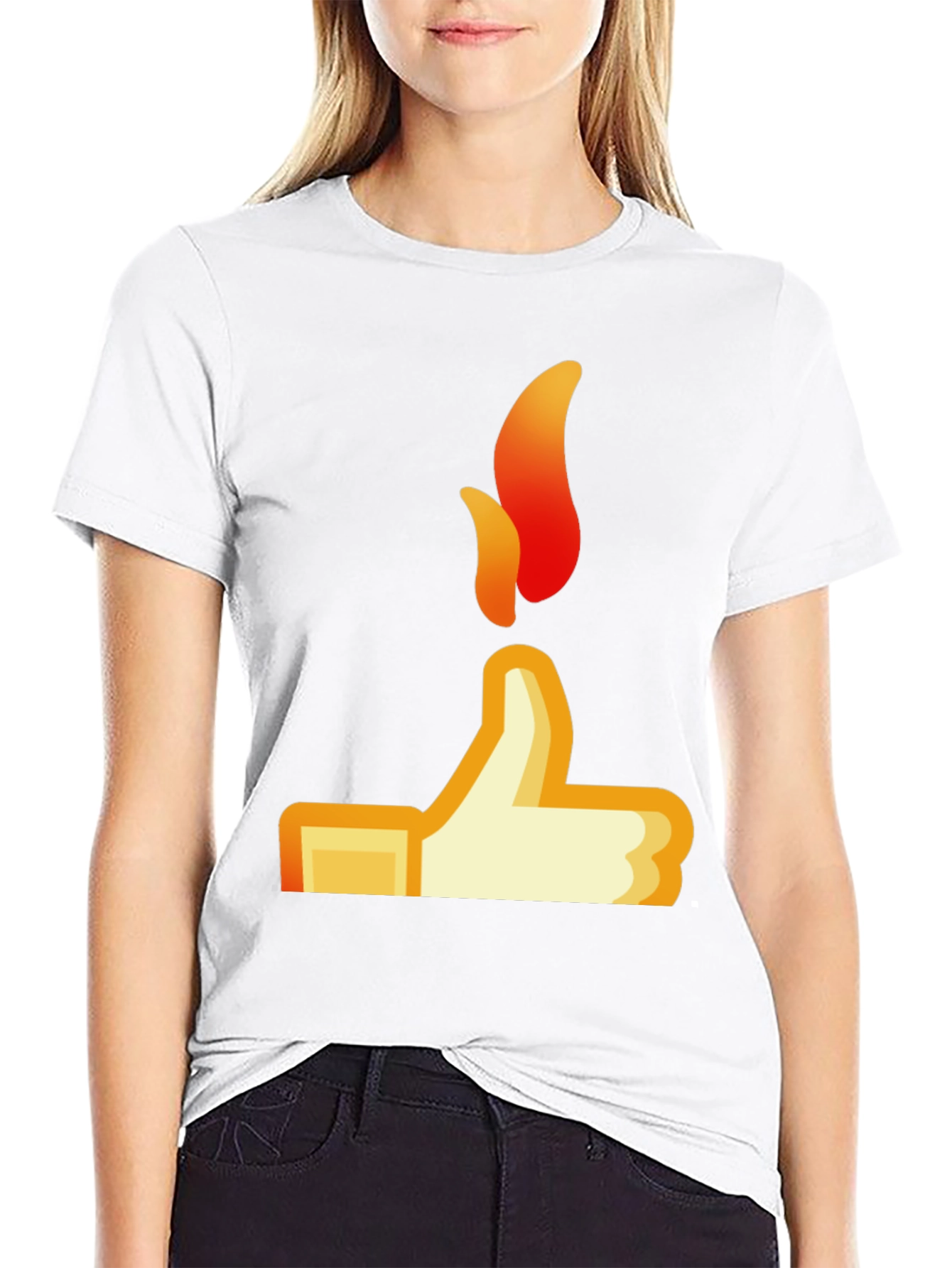 Thumbs Up Flame Graphic Tee - Black Casual Shirt