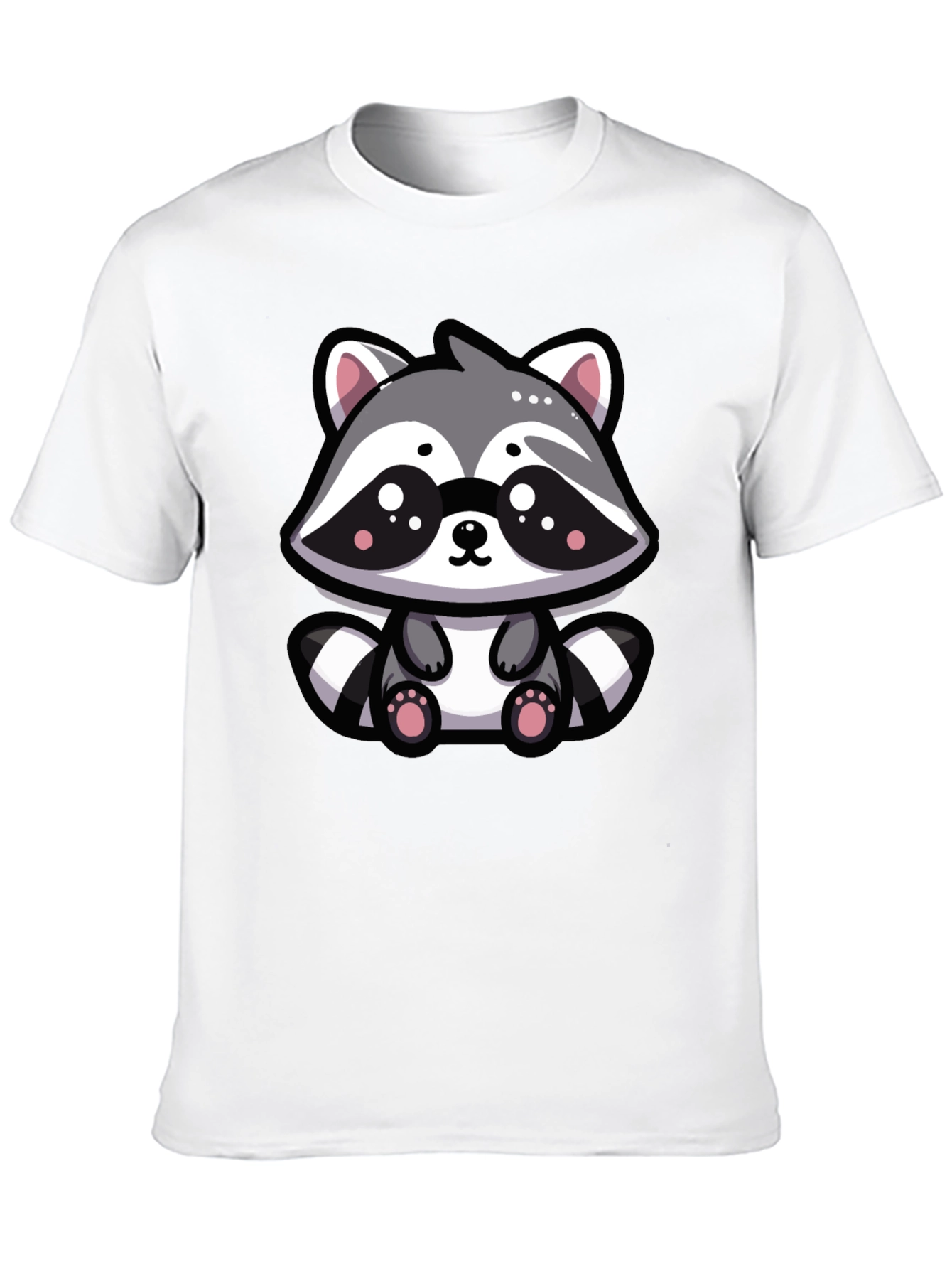 Cute Raccoon Graphic Tee - Black Cotton Blend T-Shirt