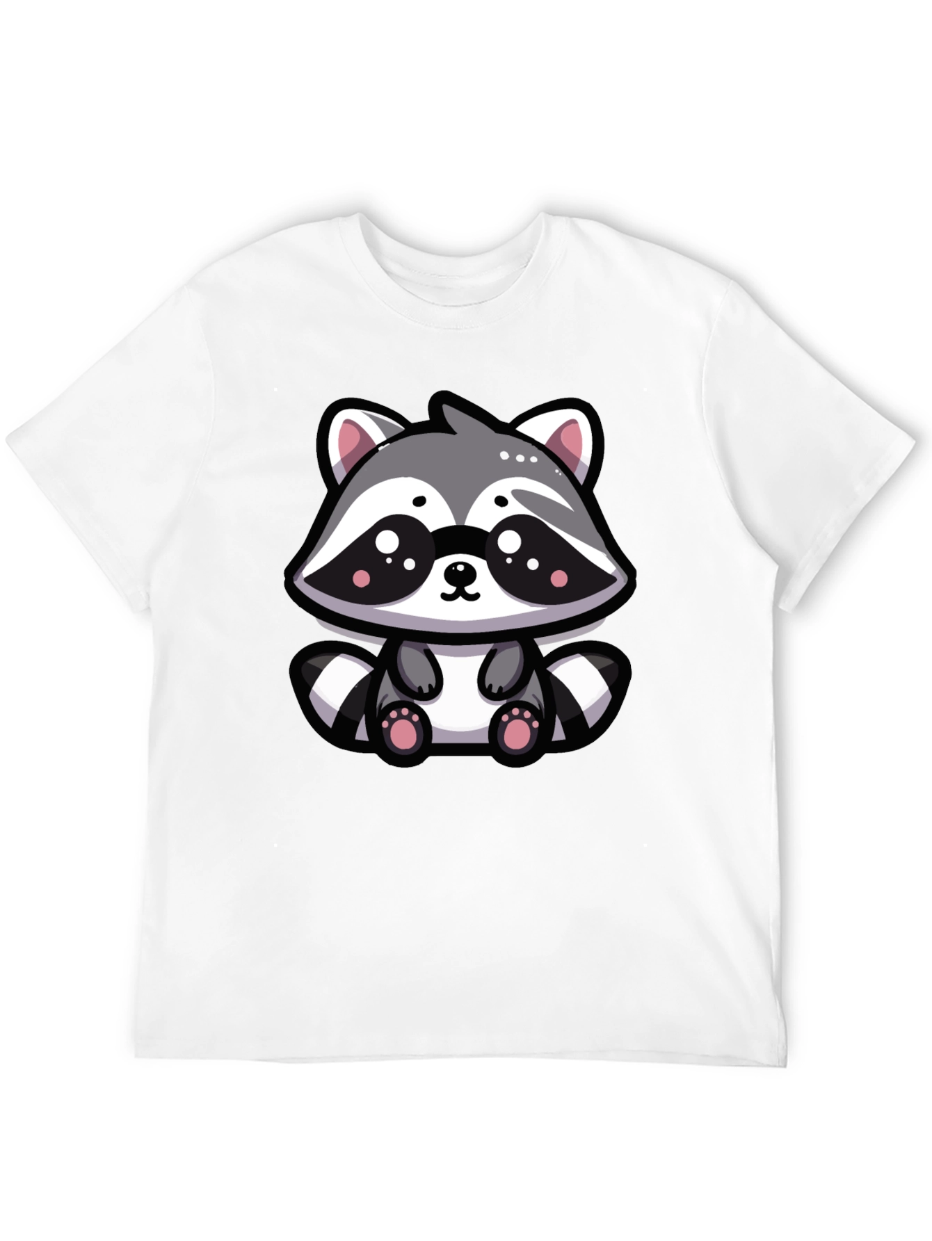 Cute Raccoon Graphic Tee - Black Cotton Blend T-Shirt
