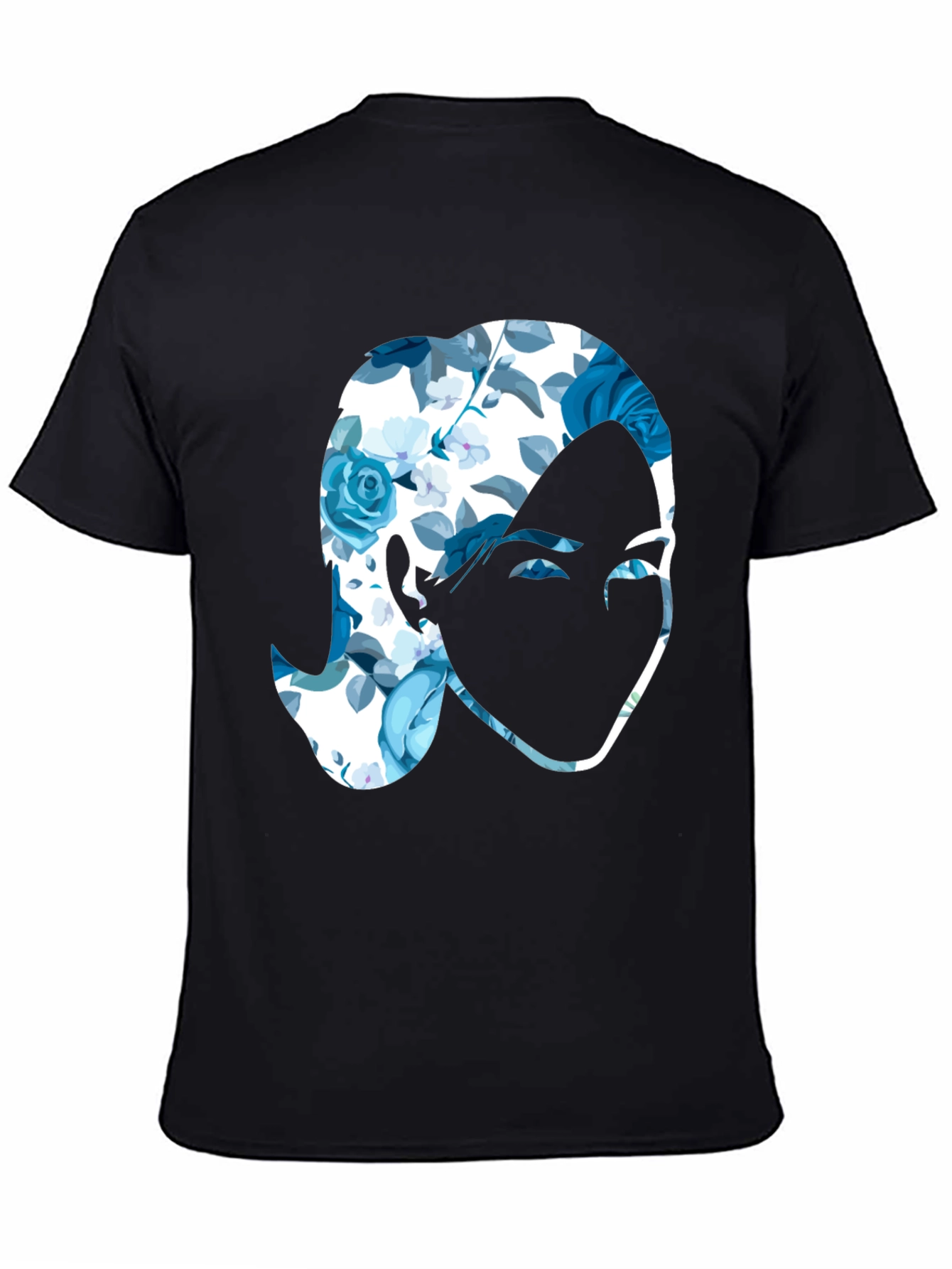 Floral Face Graphic Black T-Shirt