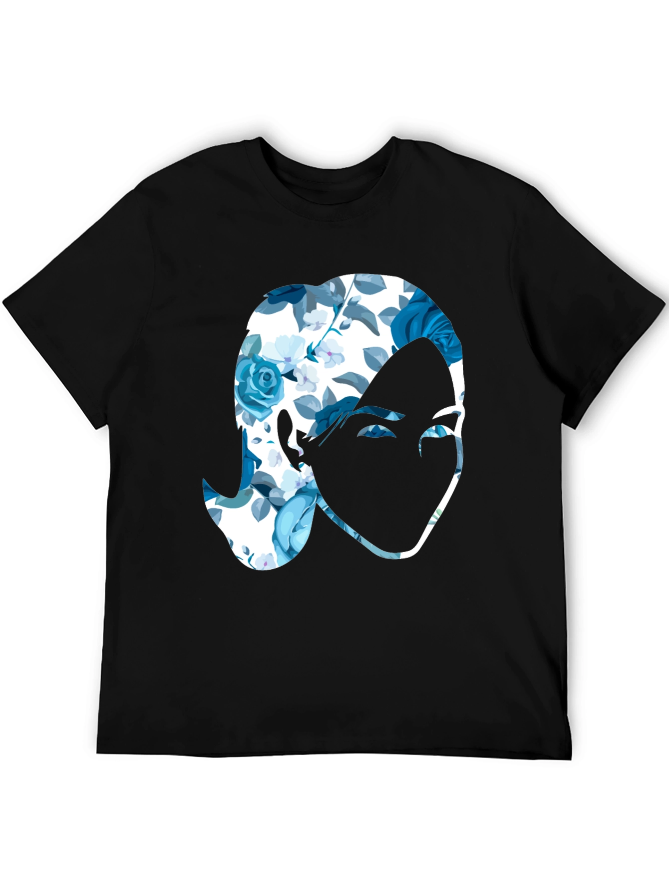 Floral Face Graphic Black T-Shirt