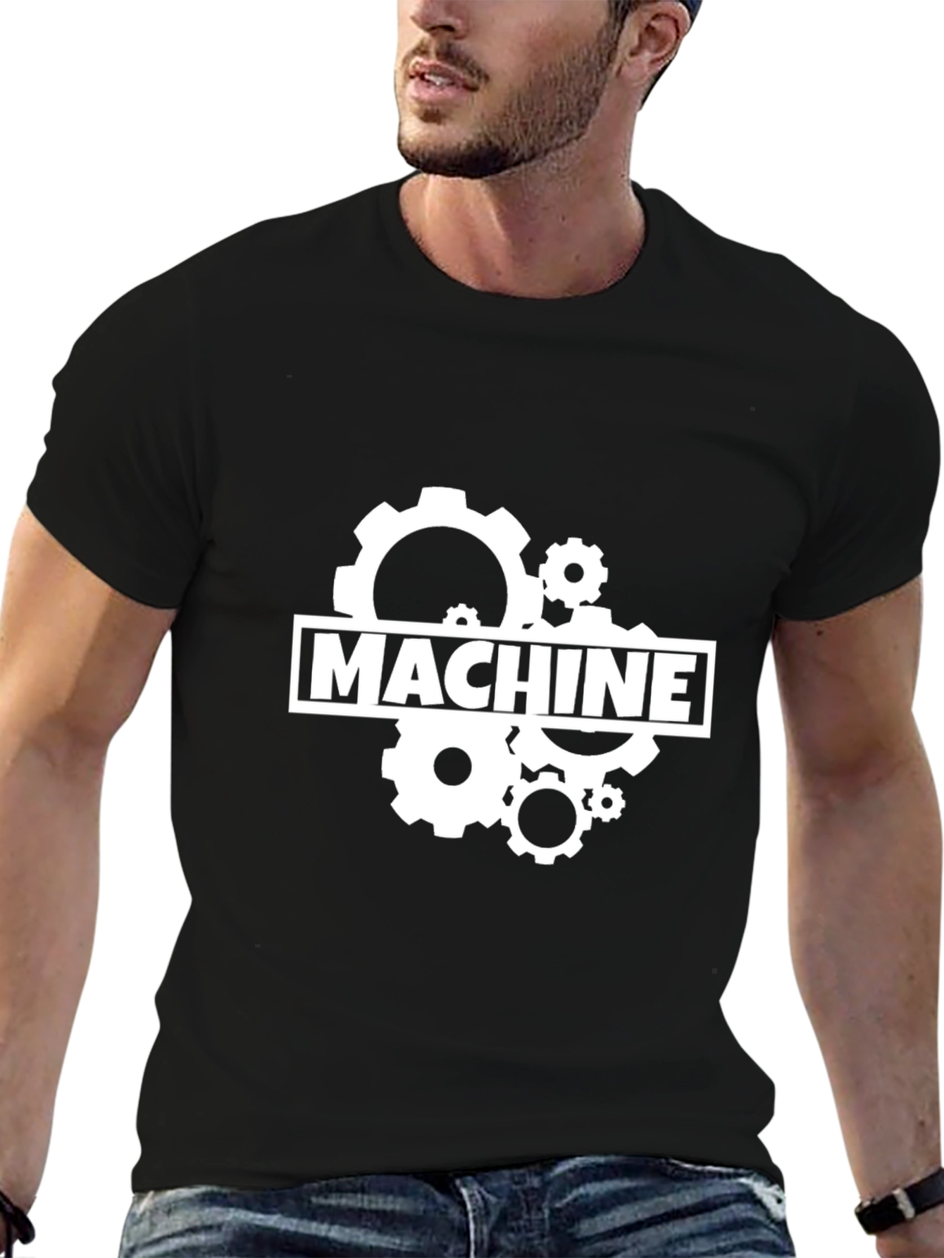 Machine Gear Graphic T-Shirt - Black Cotton Tee