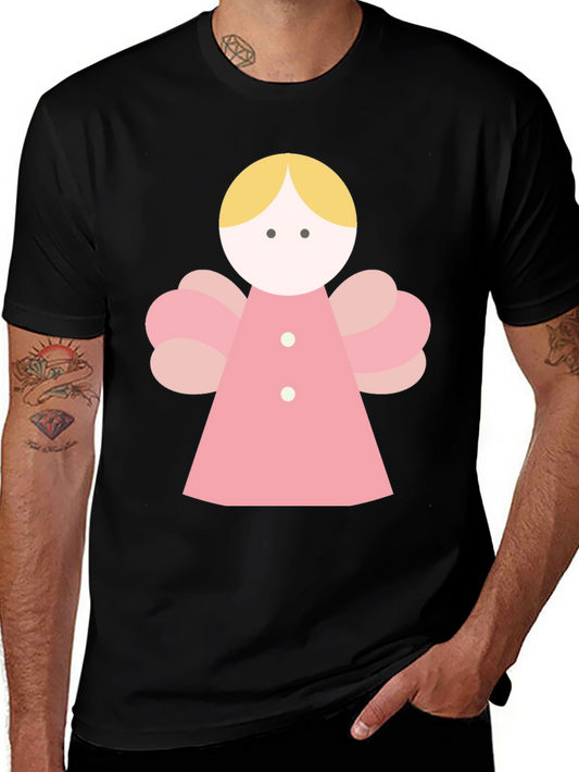 Angel Graphic Tee - Black Crew Neck T-Shirt
