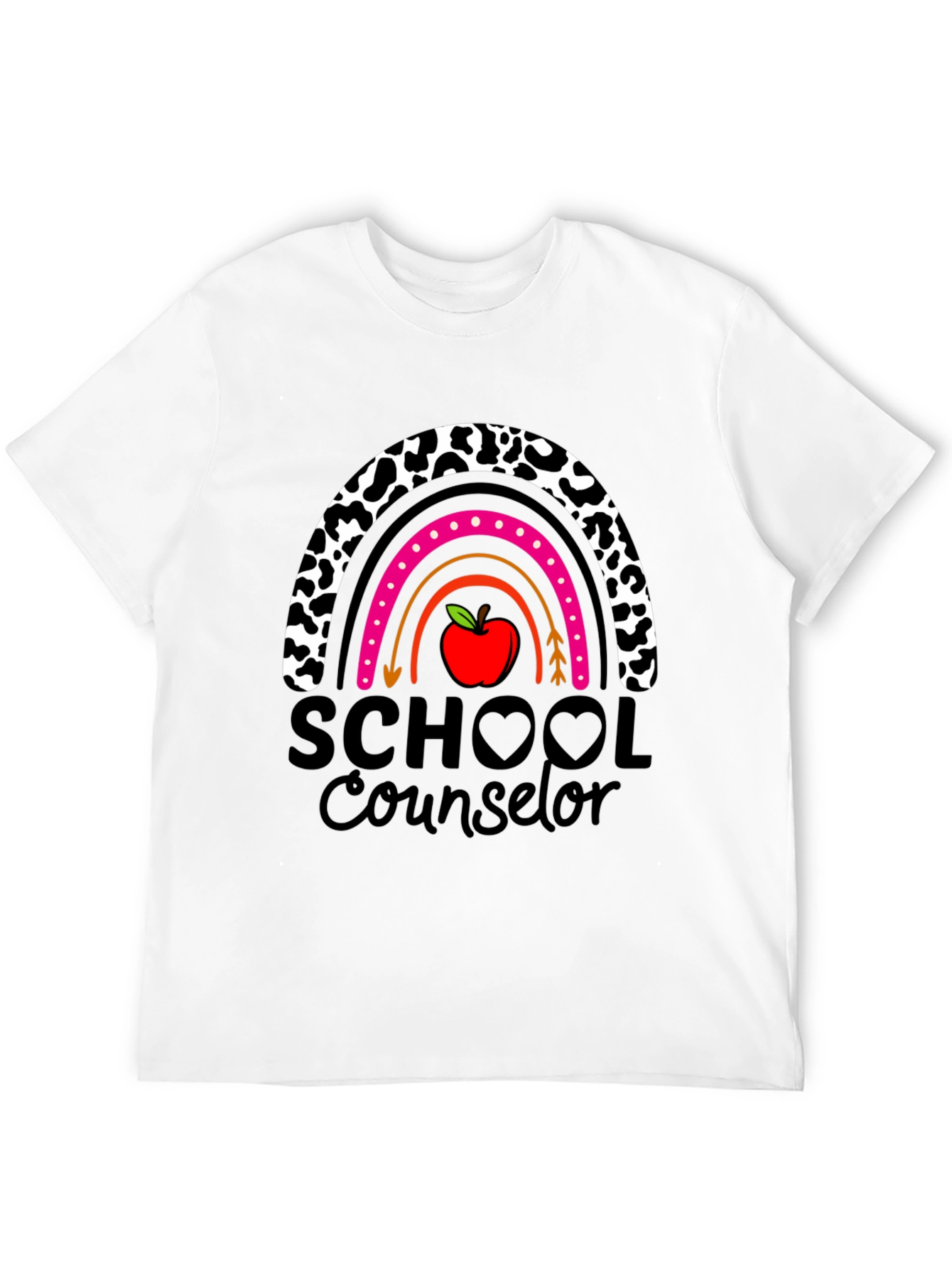 School Counselor Rainbow Apple Graphic T-Shirt