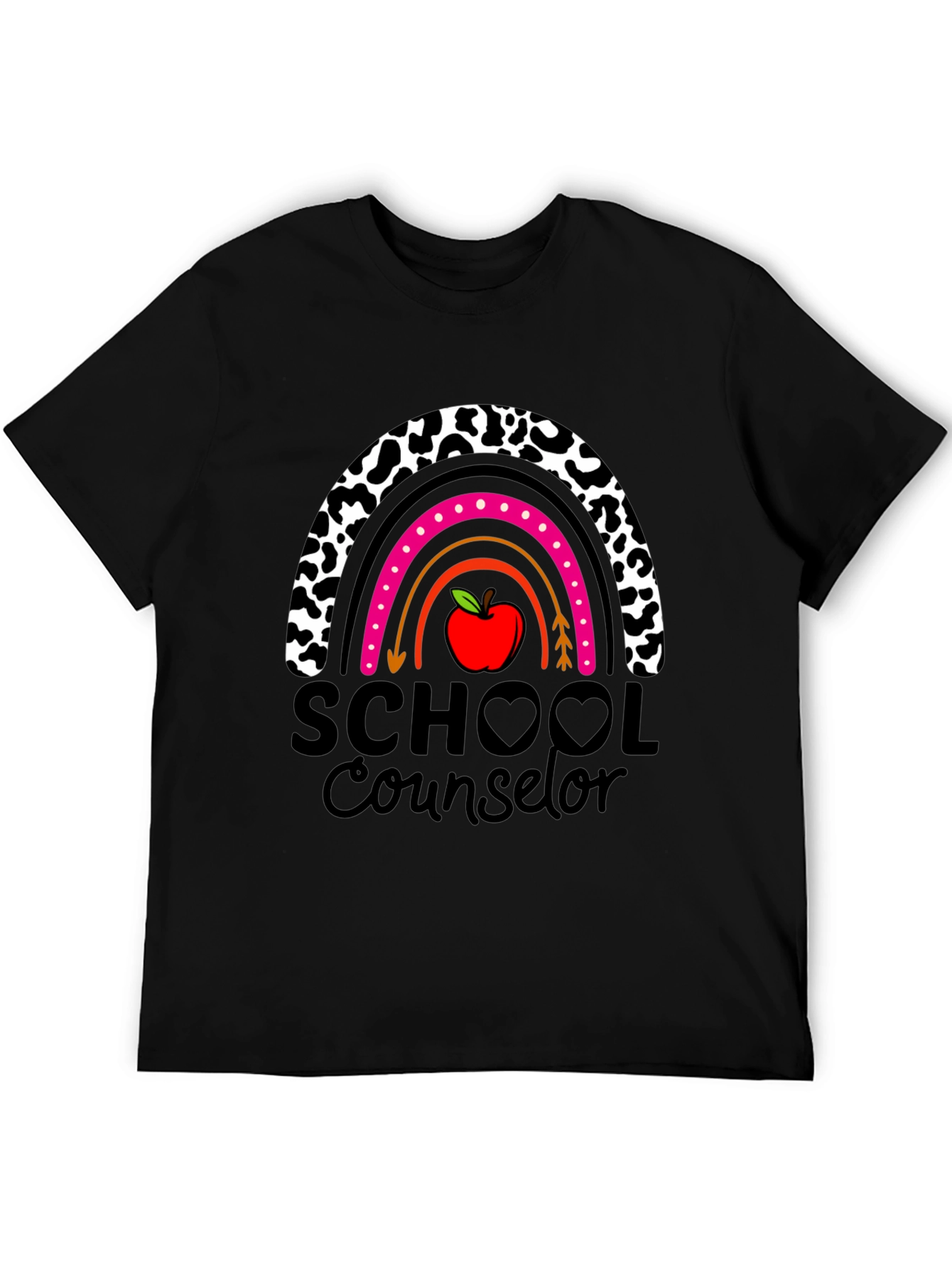School Counselor Rainbow Apple Graphic T-Shirt
