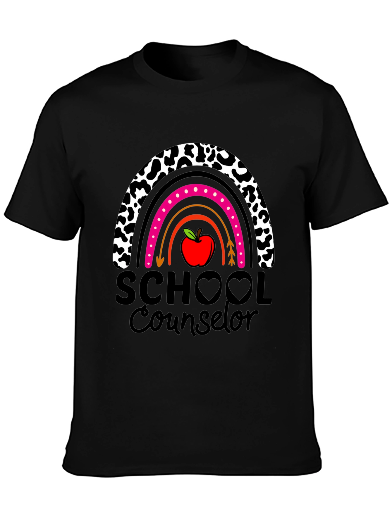 School Counselor Rainbow Apple Graphic T-Shirt