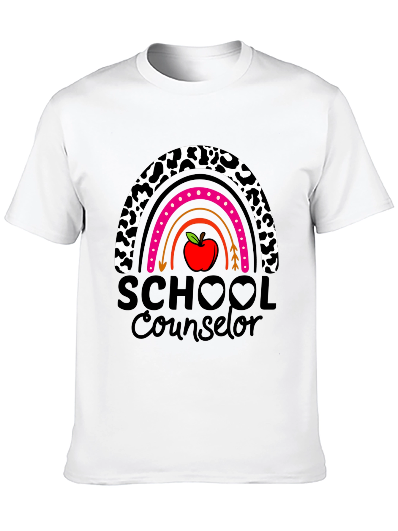 School Counselor Rainbow Apple Graphic T-Shirt