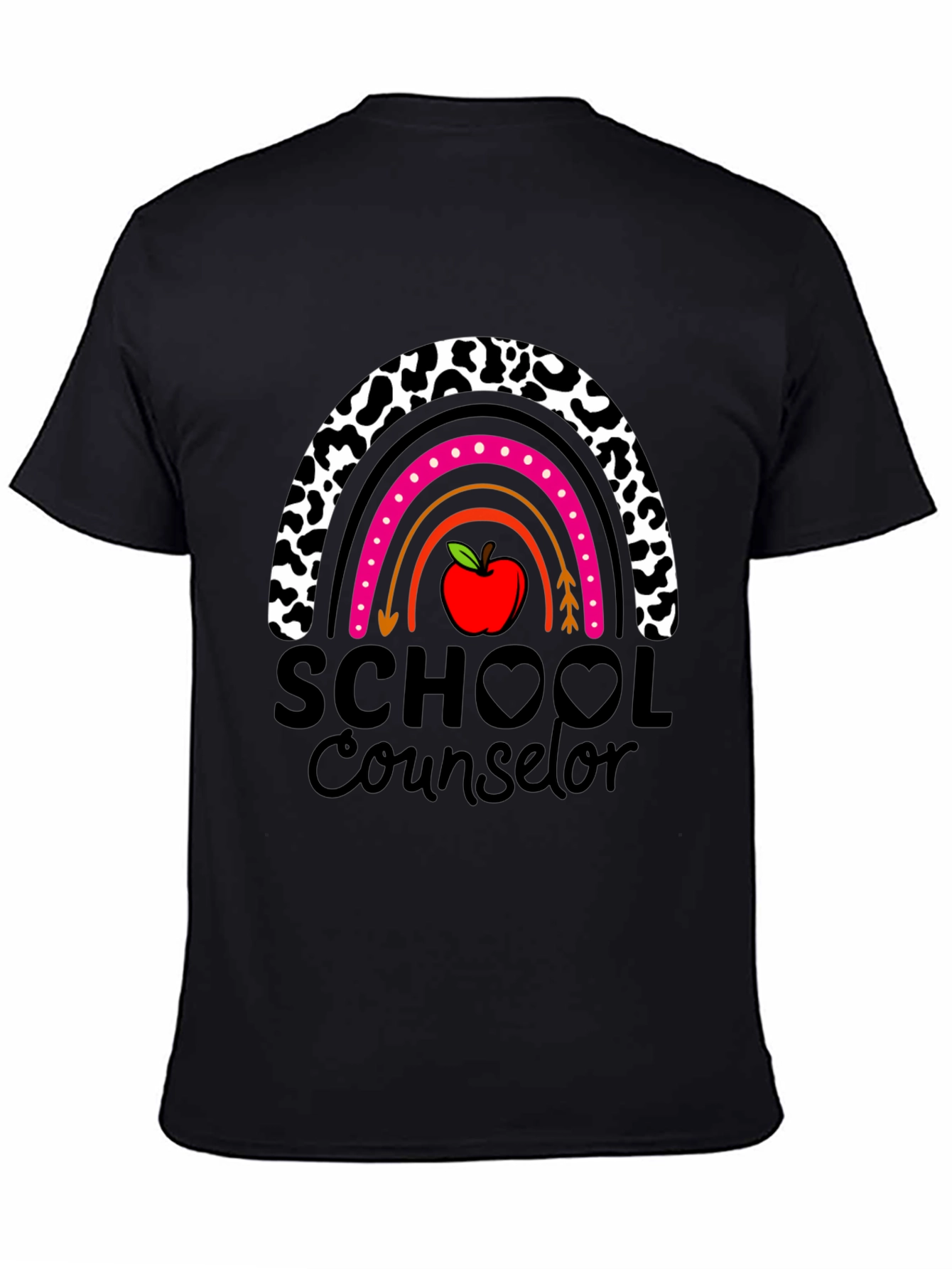 School Counselor Rainbow Apple Graphic T-Shirt