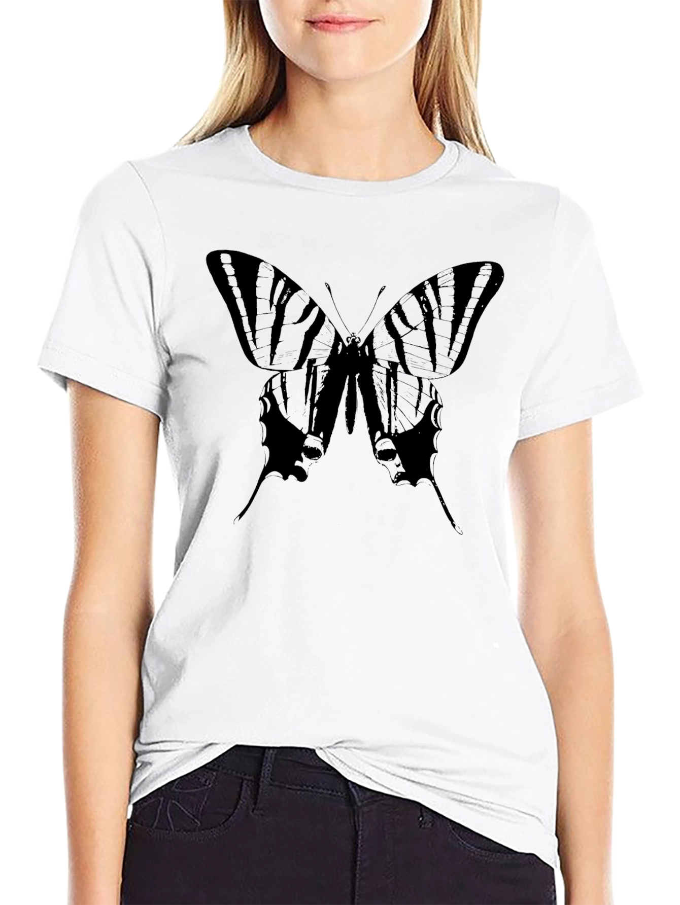 Butterfly Graphic Tee - Sleek Black Cotton Comfort