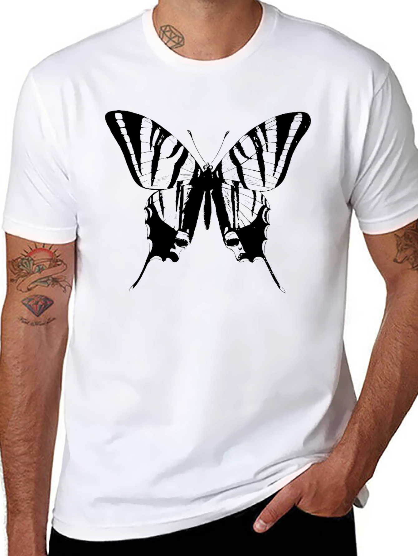 Butterfly Graphic Tee - Sleek Black Cotton Comfort