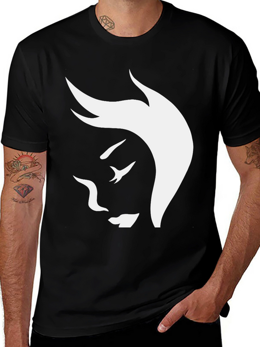 Abstract Face Graphic Tee - Stylish Black T-Shirt
