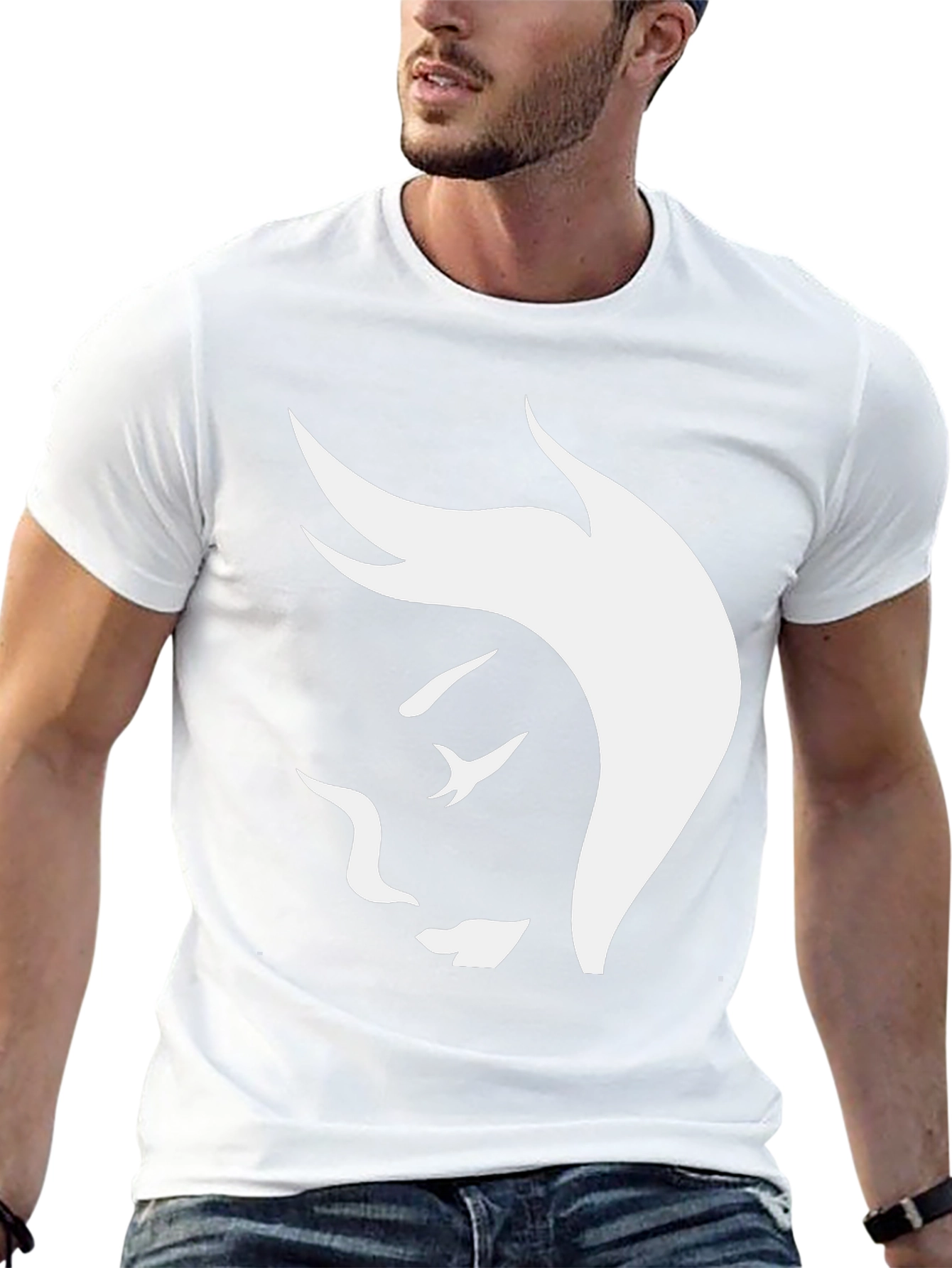 Abstract Face Graphic Tee - Stylish Black T-Shirt