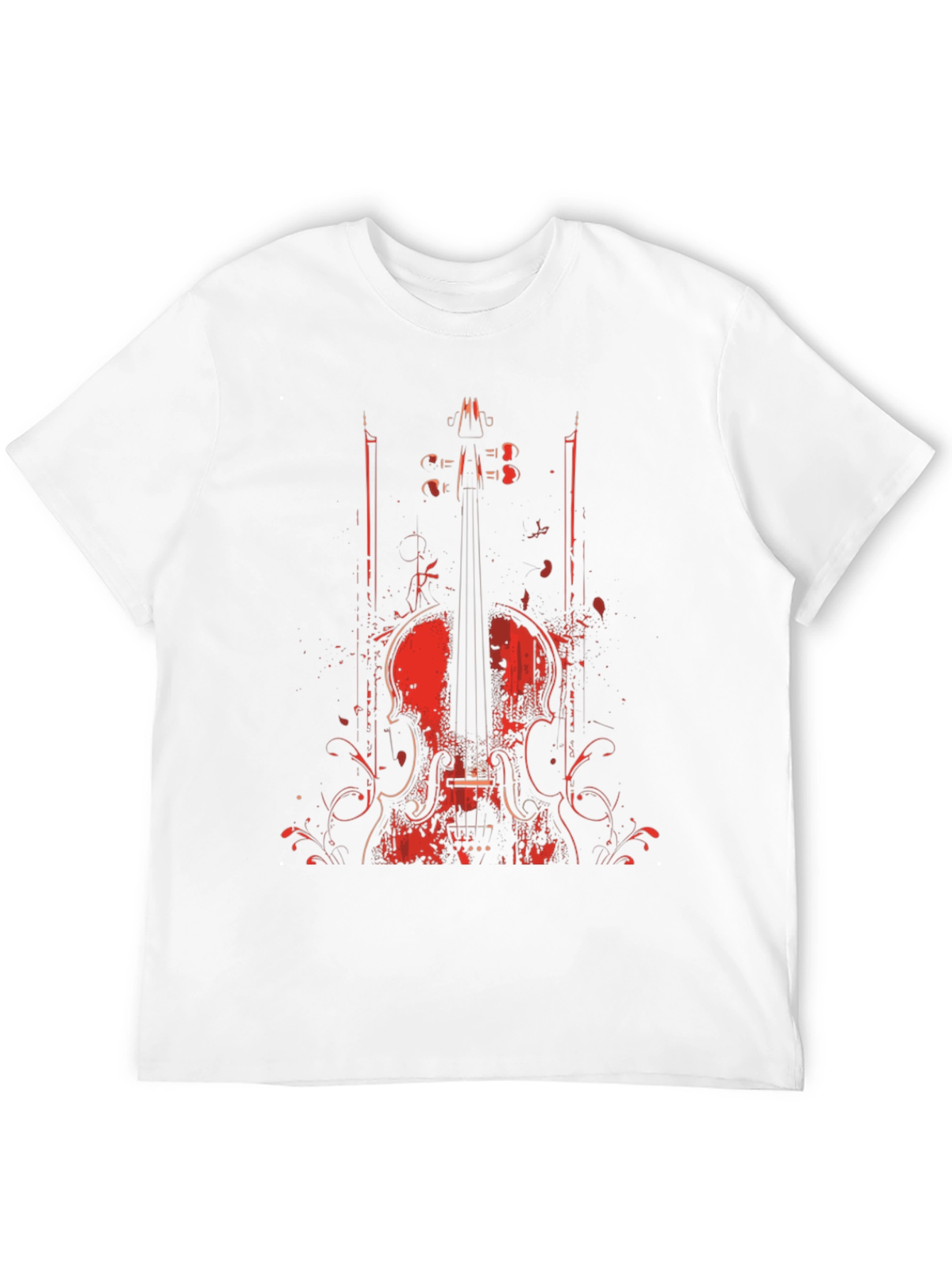 Violin Graphic Print Crew Neck T-Shirt