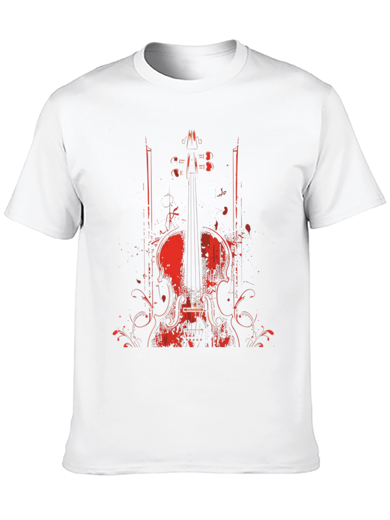 Violin Graphic Print Crew Neck T-Shirt