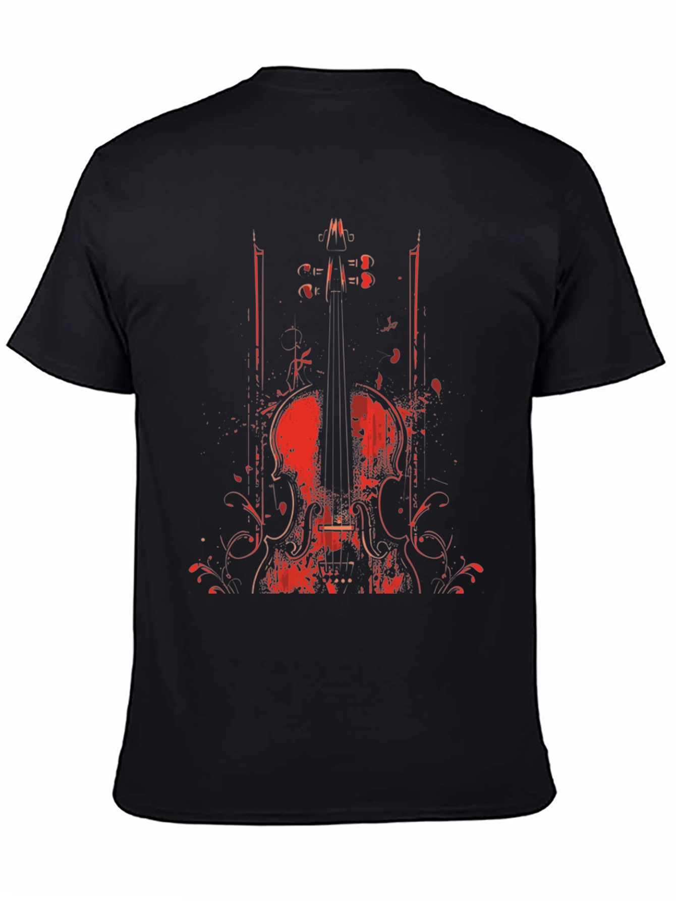 Violin Graphic Print Crew Neck T-Shirt