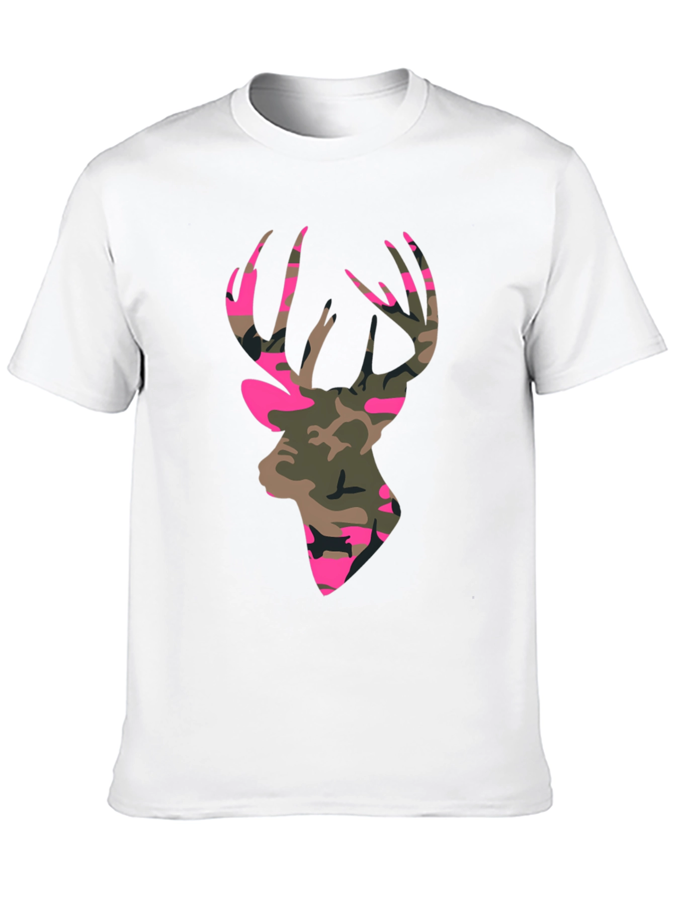 Camo Deer Head Graphic Tee - Mens Black T-Shirt