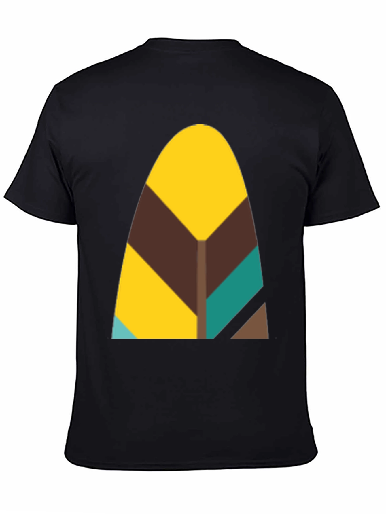 Abstract Geometric Feather Graphic Black Tee