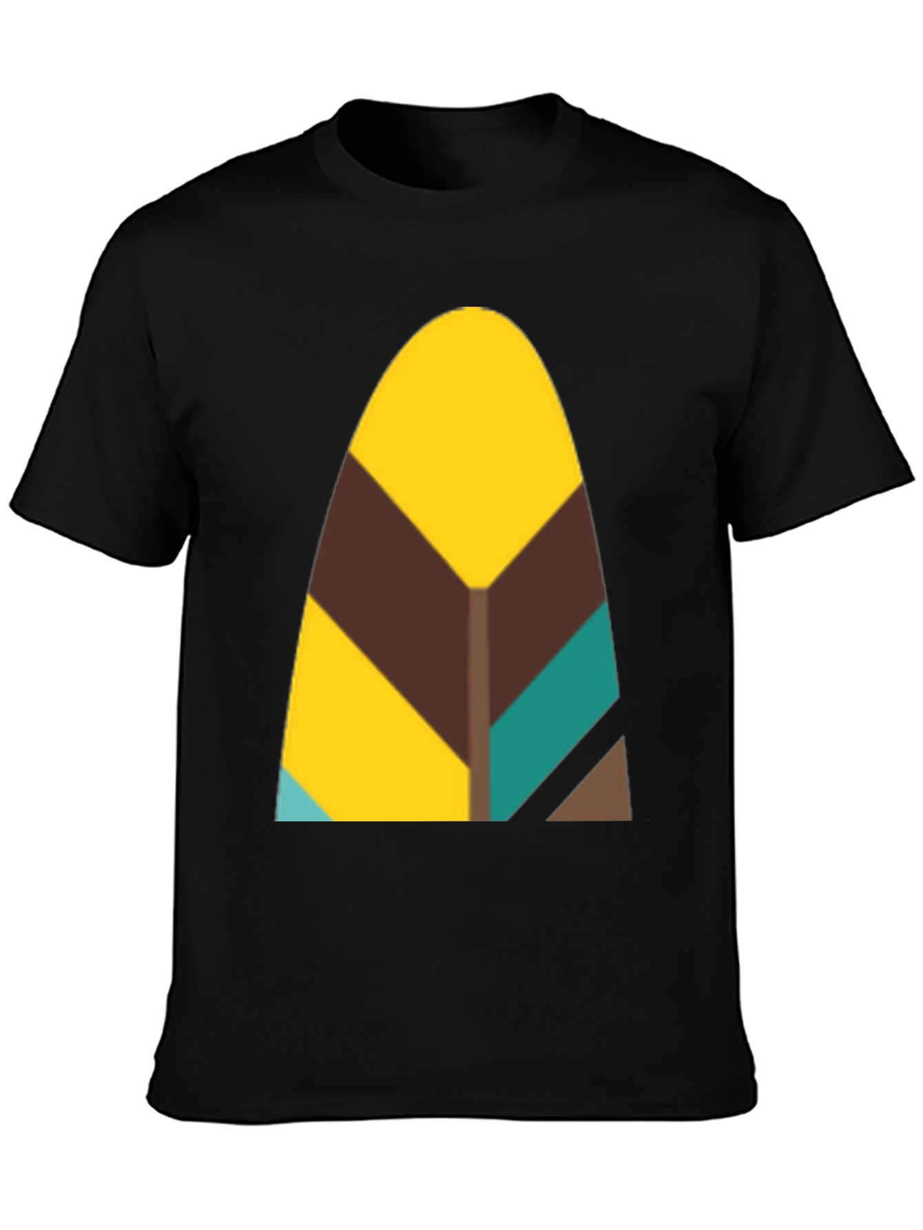 Abstract Geometric Feather Graphic Black Tee