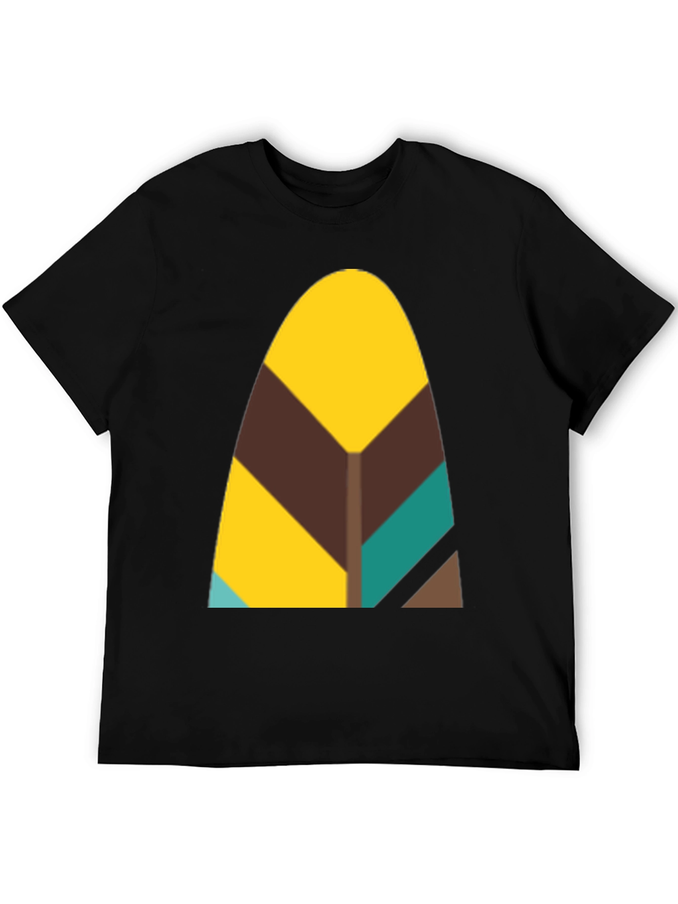 Abstract Geometric Feather Graphic Black Tee