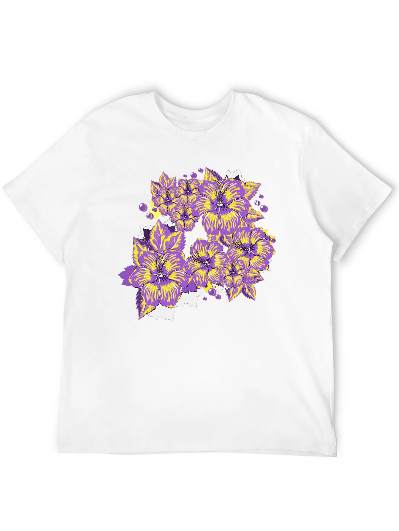 Floral T-Shirt - Purple and Yellow Flowers