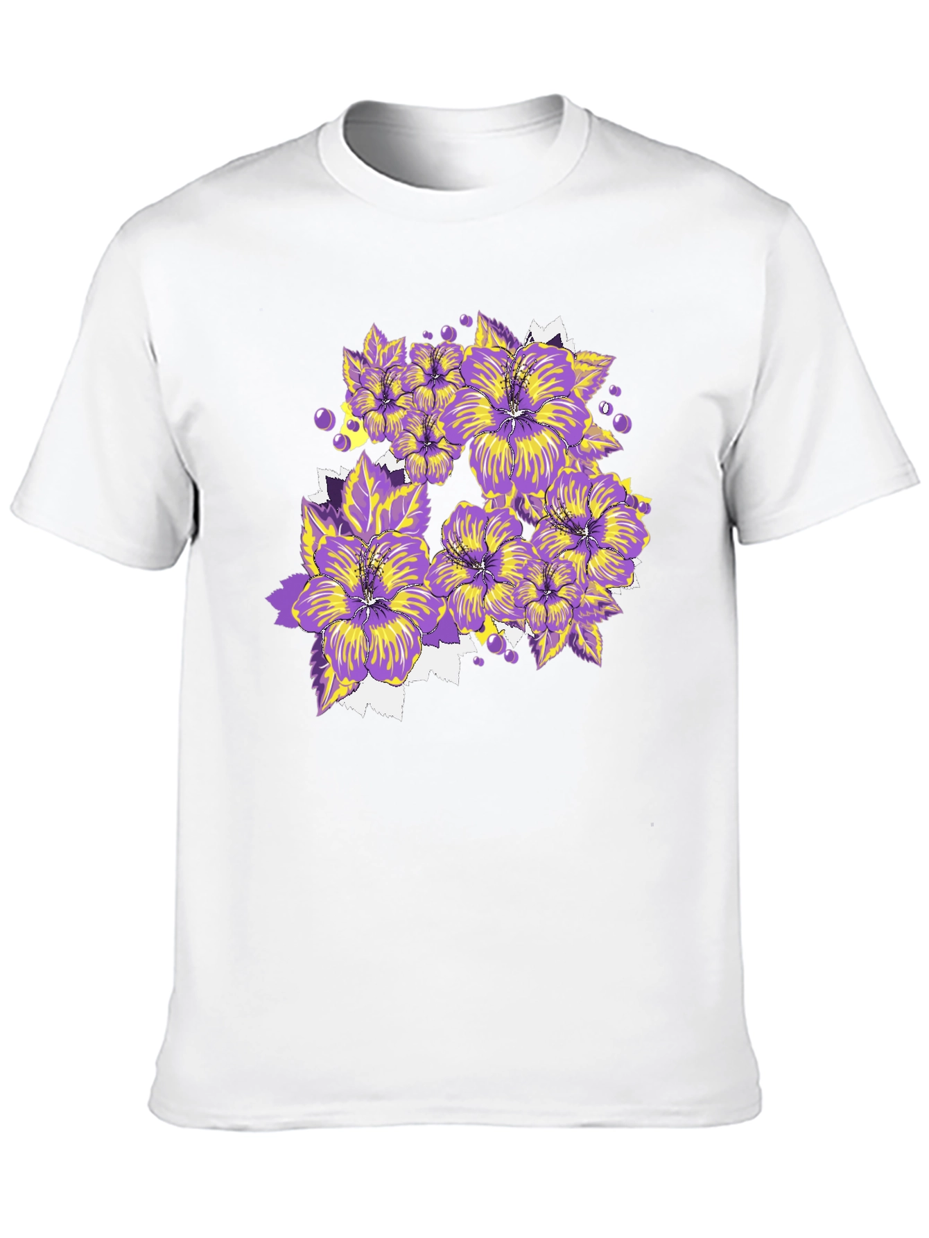 Floral T-Shirt - Purple and Yellow Flowers