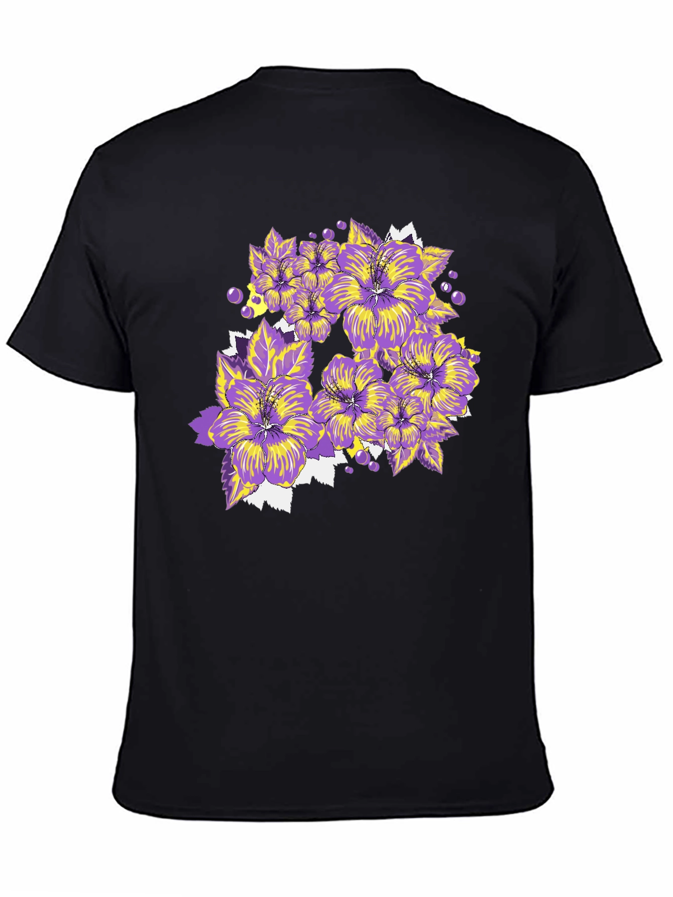 Floral T-Shirt - Purple and Yellow Flowers