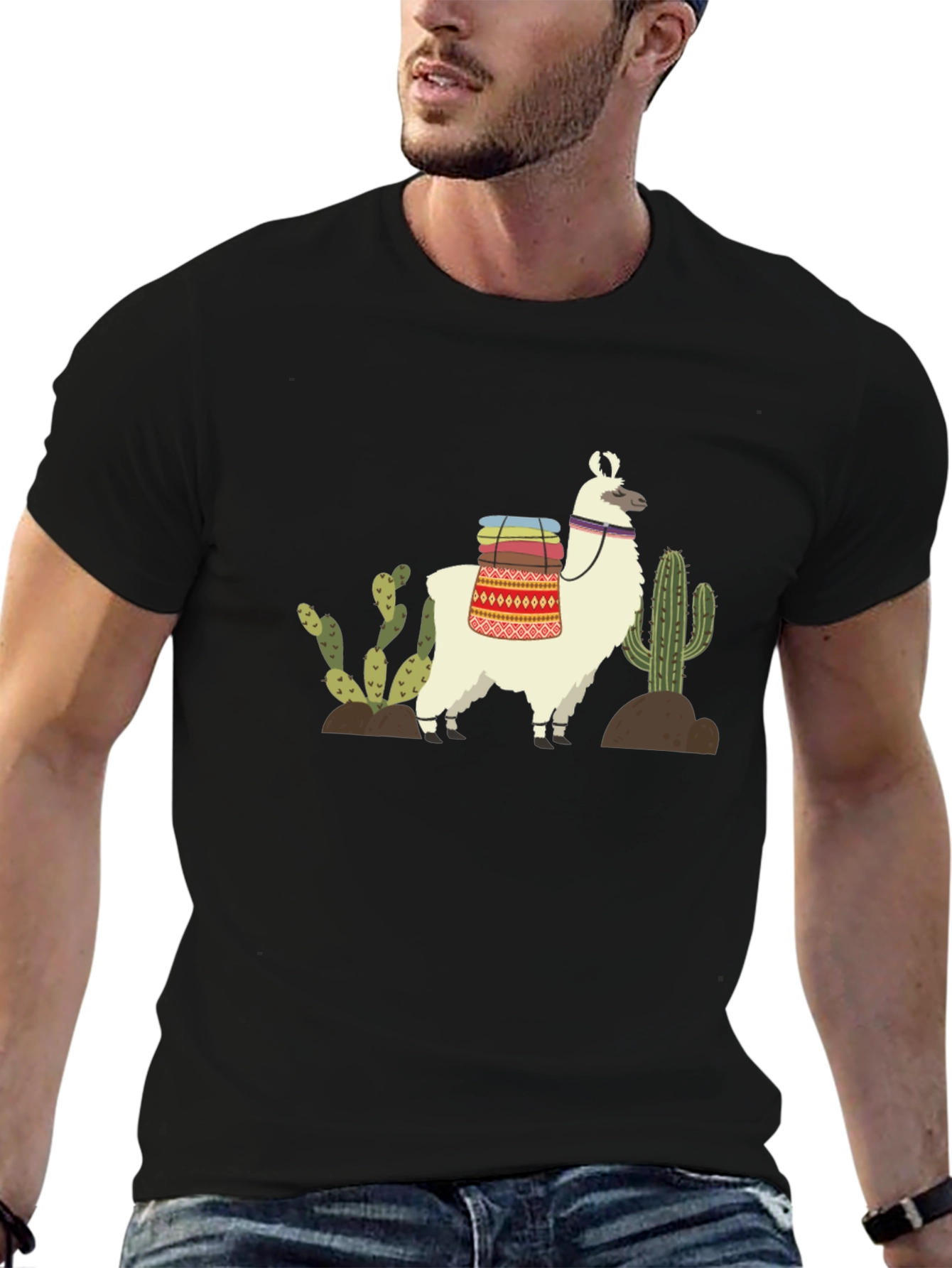 Llama Cactus Graphic T-Shirt - Desert Vibes