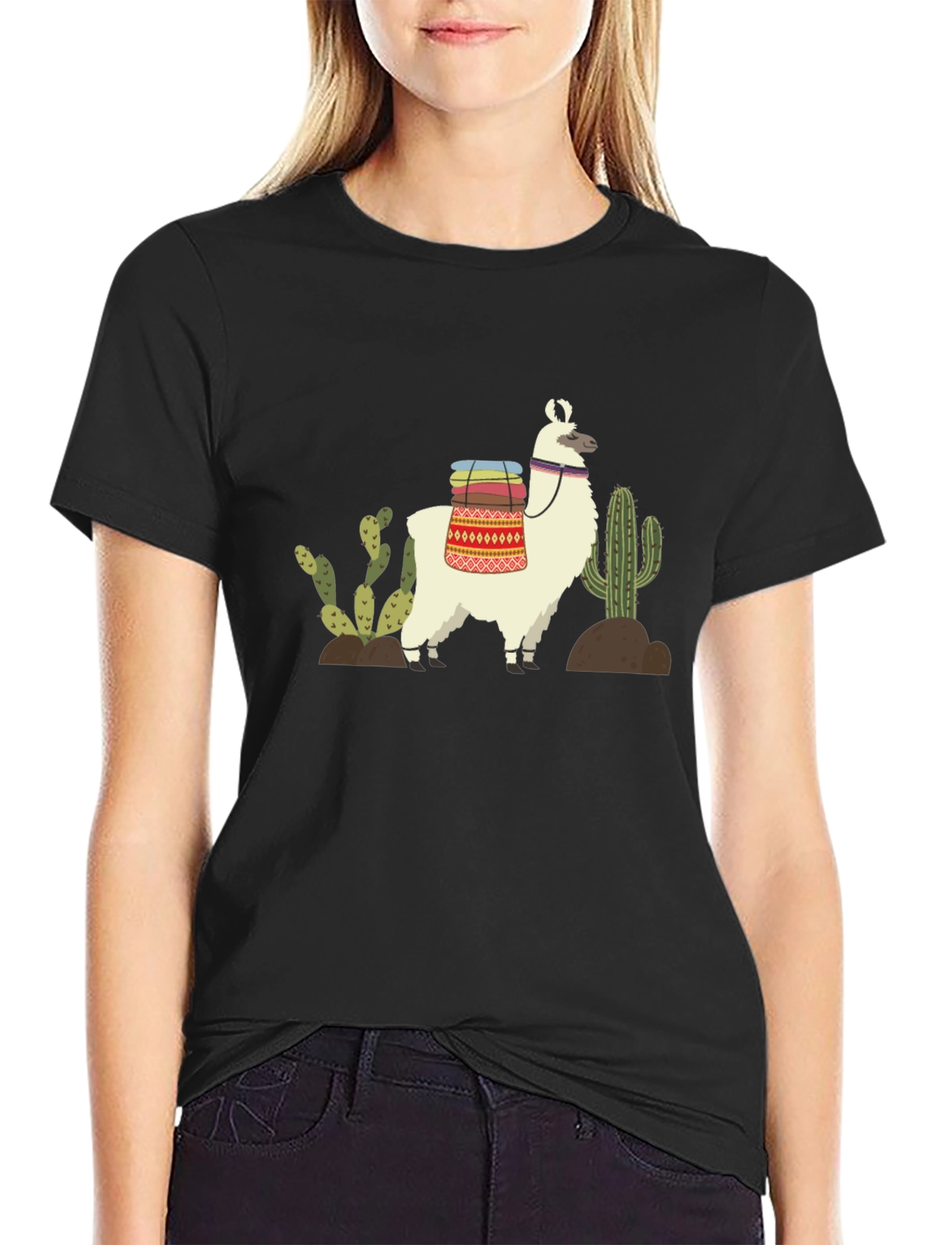 Llama Cactus Graphic T-Shirt - Desert Vibes